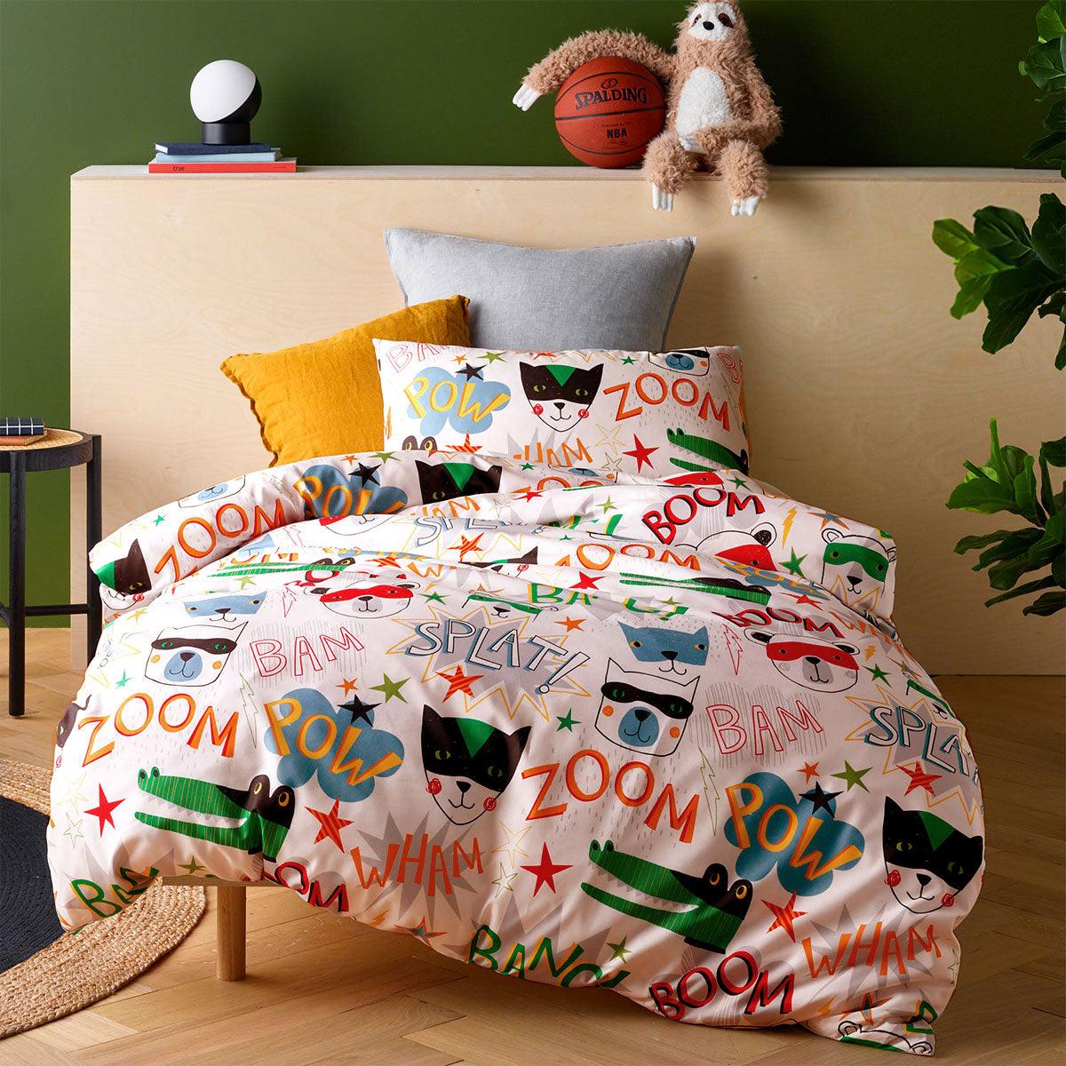 Happy Kids Superhero Quilt Cover Set Single - Harrogates