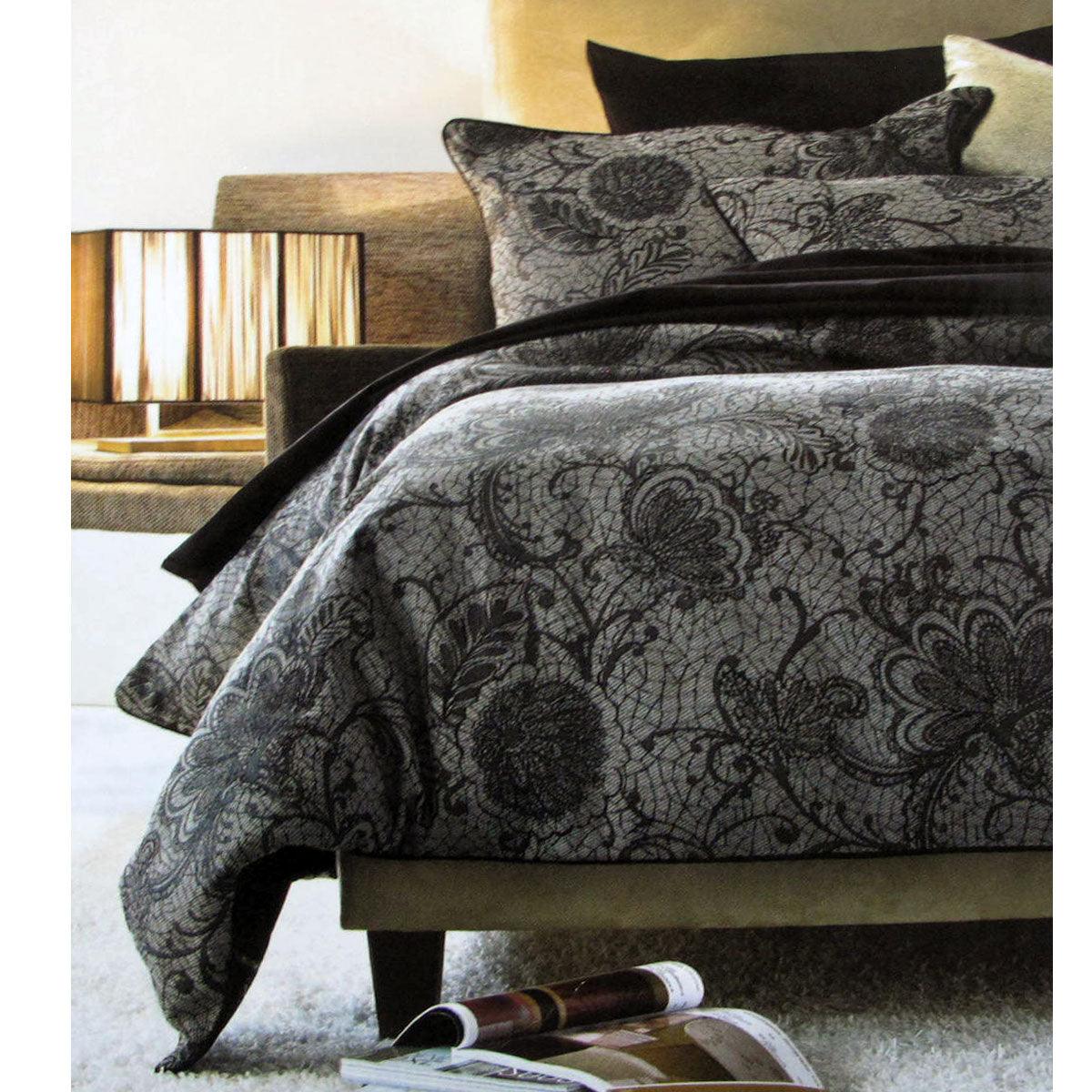 Accessorize Trudie Black Jacquard Quilt Cover Set Single - Harrogates