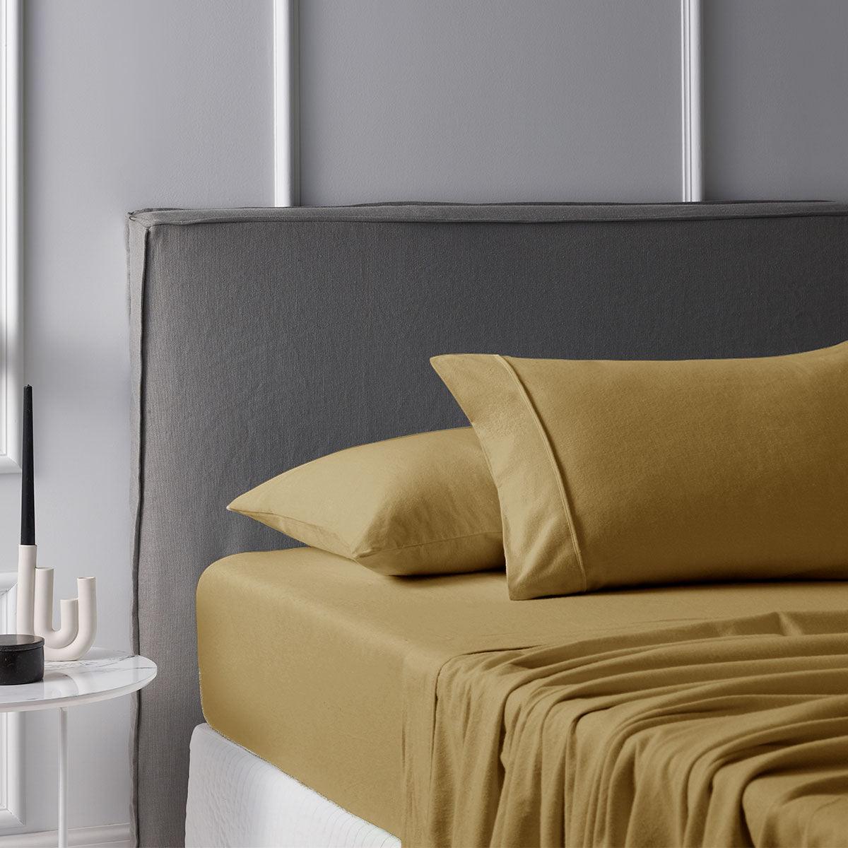 Accessorize Cotton Flannelette Sheet Set 40cm Wall Terracotta Queen - Harrogates