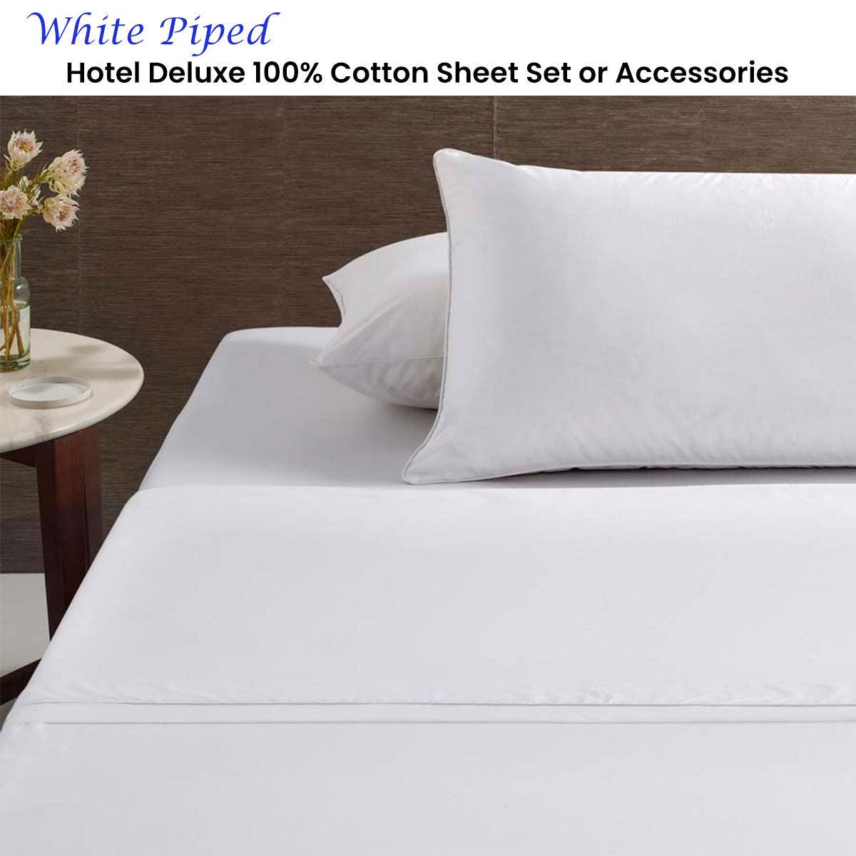 Accessorize White Piped Hotel Deluxe Cotton Sheet Set Super King - Harrogates