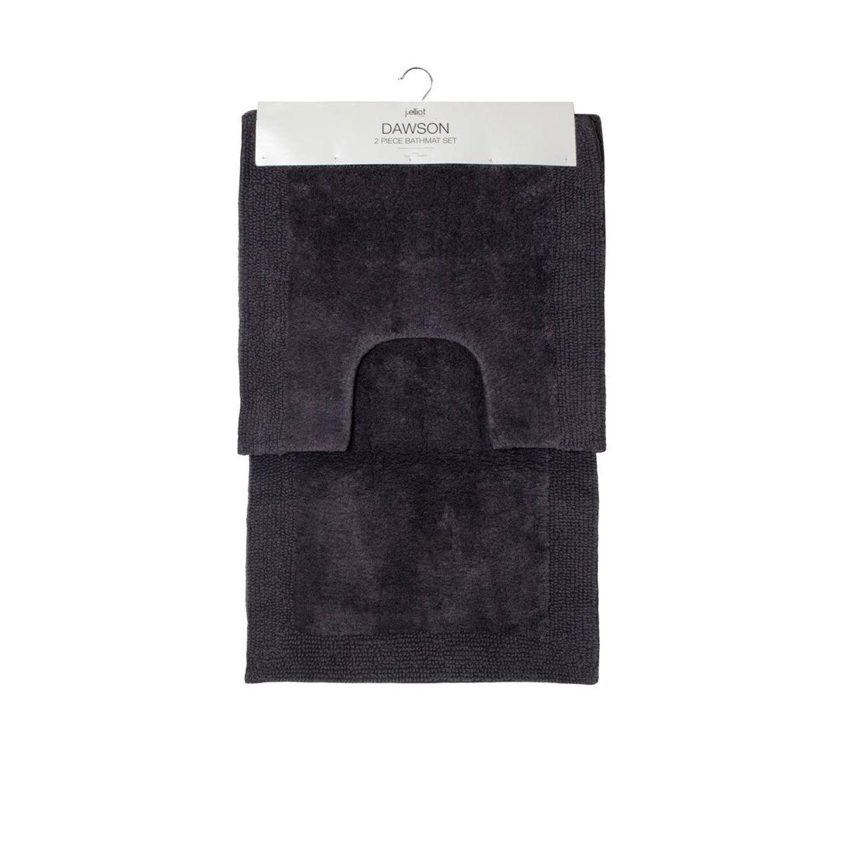 J.Elliot Home Home 2000GSM 2 Pce Dawson 100% Cotton Bath Mat Set Charcoal - Harrogates