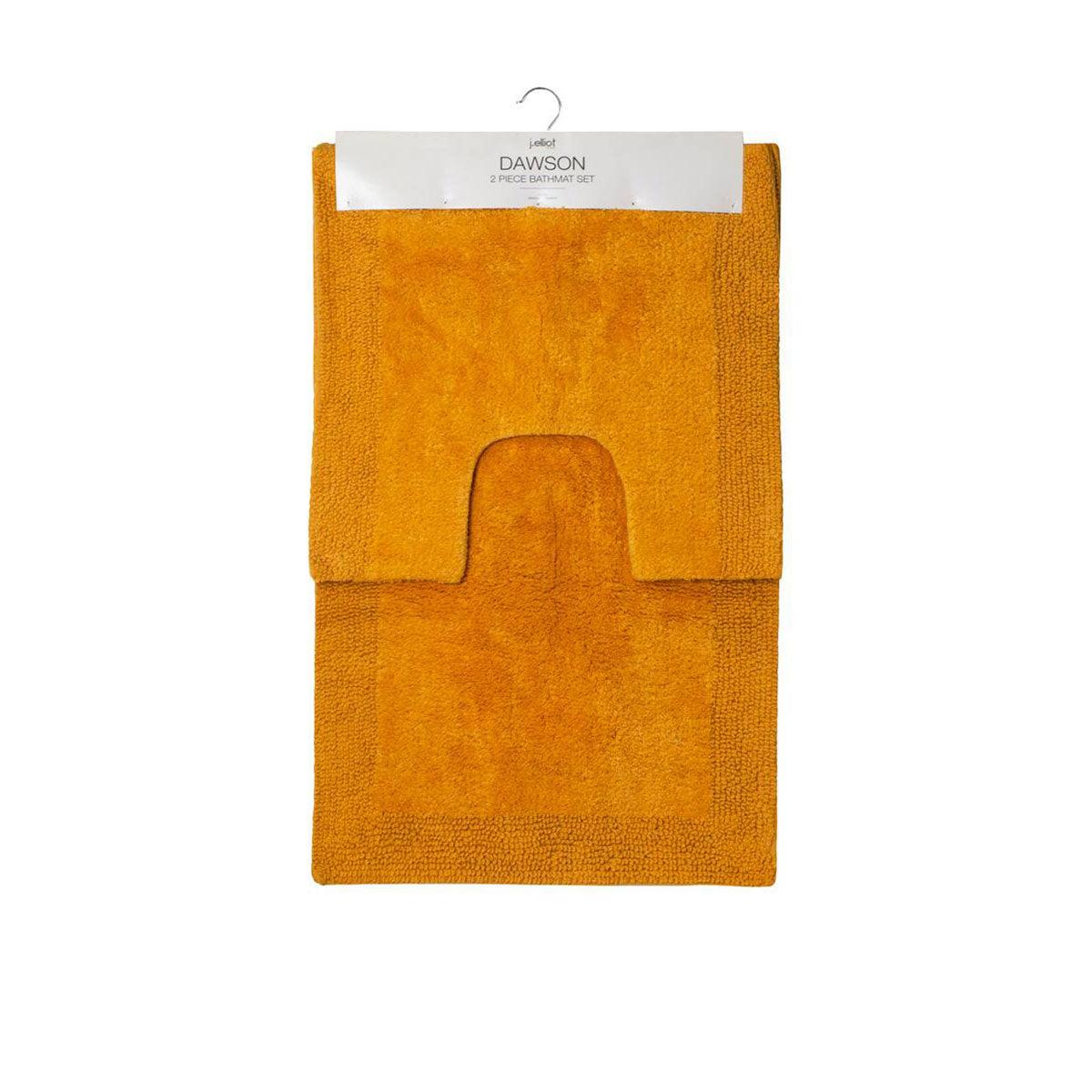 J.Elliot Home Home 2000GSM 2 Pce Dawson 100% Cotton Bath Mat Set Mustard - Harrogates