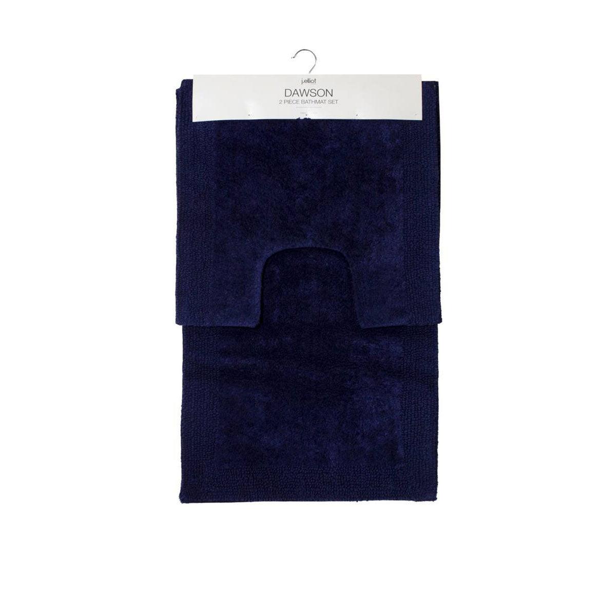 J.Elliot Home Home 2000GSM 2 Pce Dawson 100% Cotton Bath Mat Set Navy - Harrogates