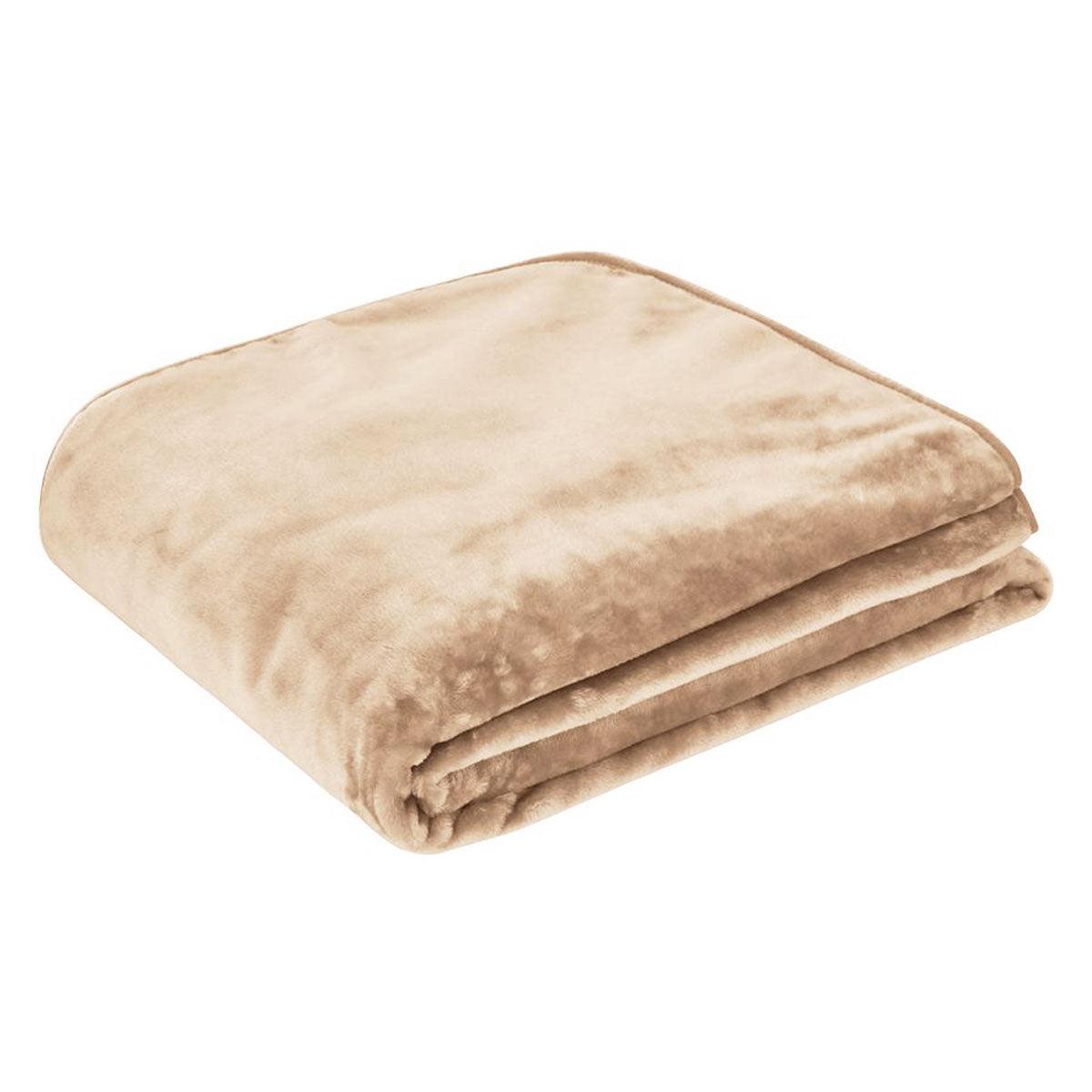 J.Elliot Home 450gsm Solid Faux Mink Blanket Natural - Harrogates