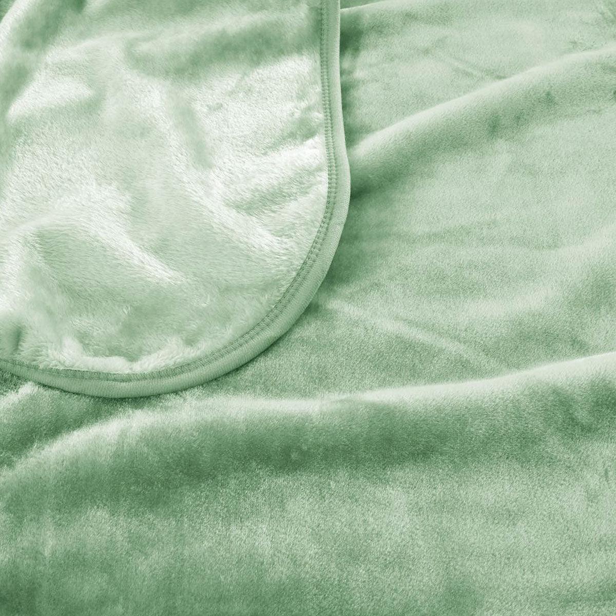 J.Elliot Home 450gsm Solid Faux Mink Blanket Sage - Harrogates