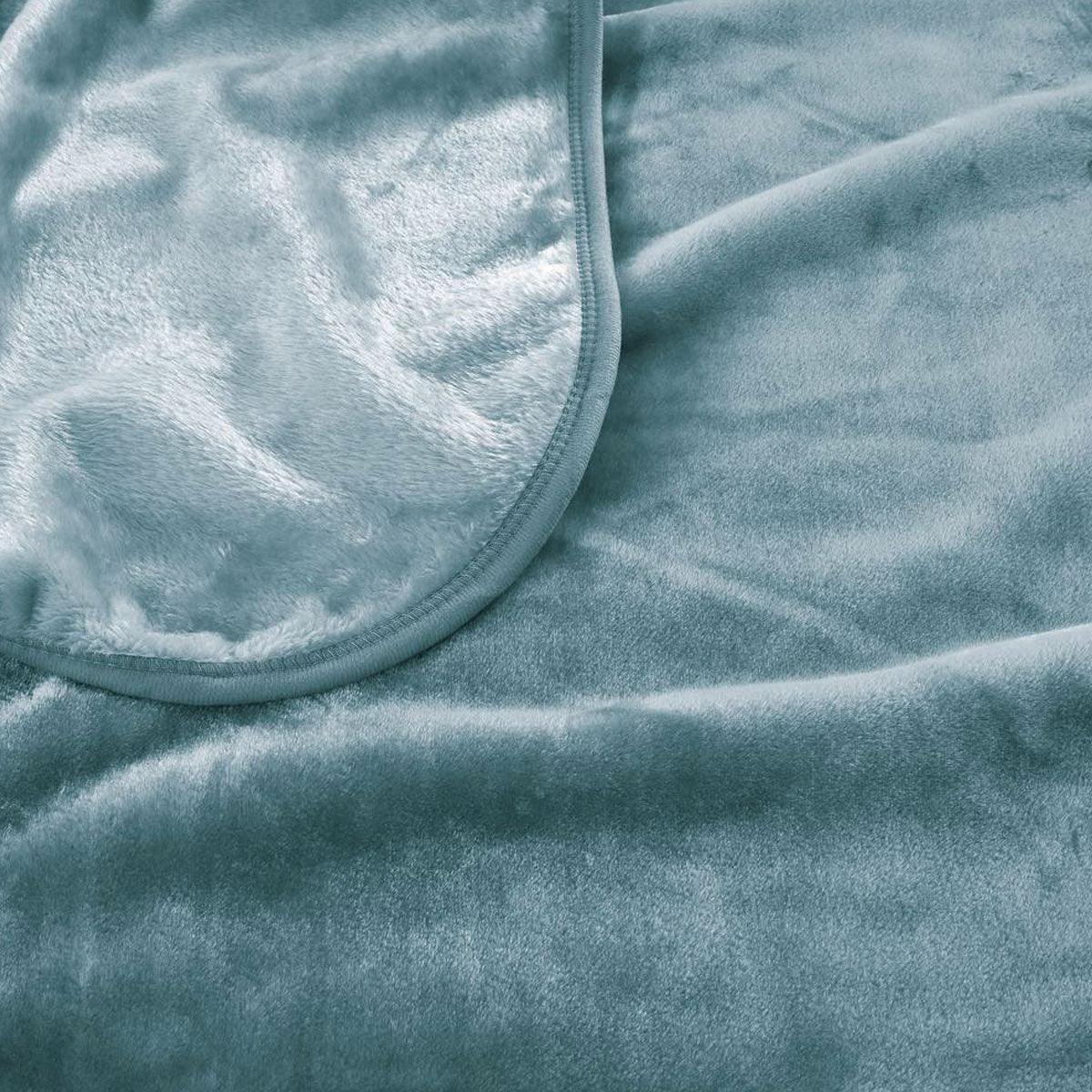 J.Elliot Home 450gsm Solid Faux Mink Blanket Steel Blue - Harrogates