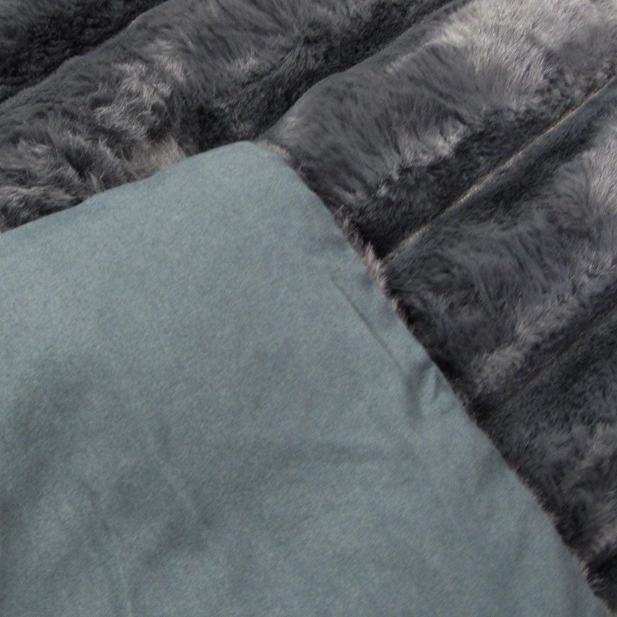 Jane Barrington Arna Charcoal 3 Pcs Channel Faux Bunny Fur Comforter Set Queen - Harrogates