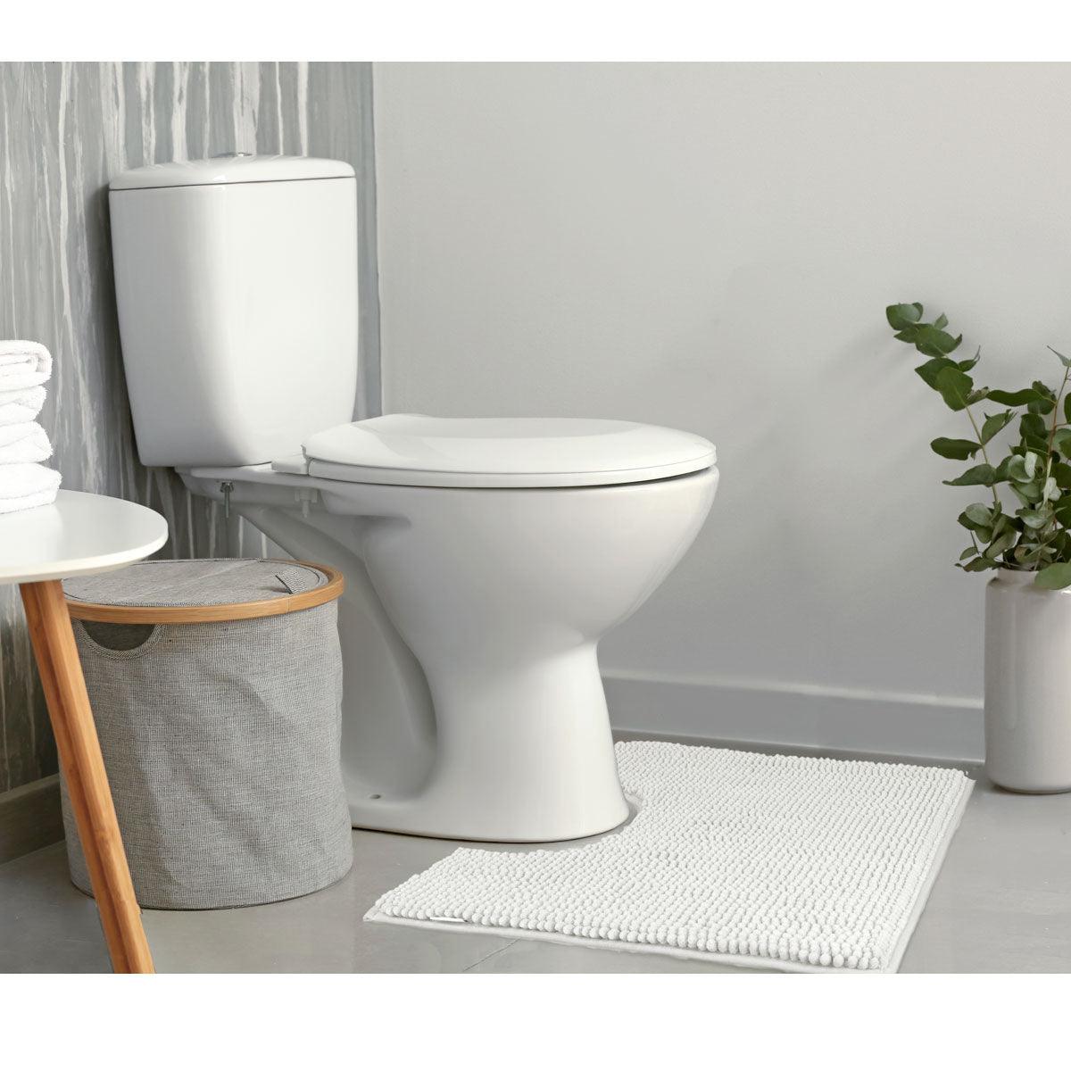 Toggle Microfiber Bath Mat Contourned White - Harrogates