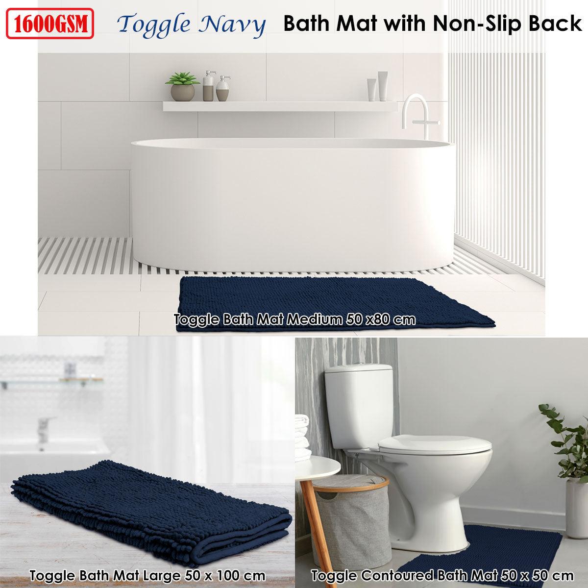 Toggle Microfiber Bath Mat Large Navy - Harrogates