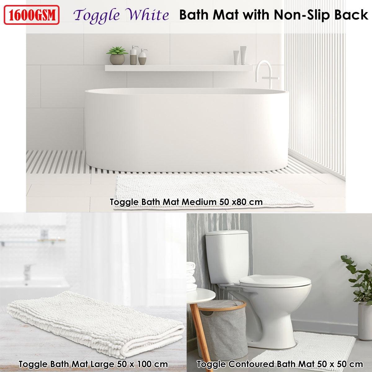 Toggle Microfiber Bath Mat Medium White - Harrogates