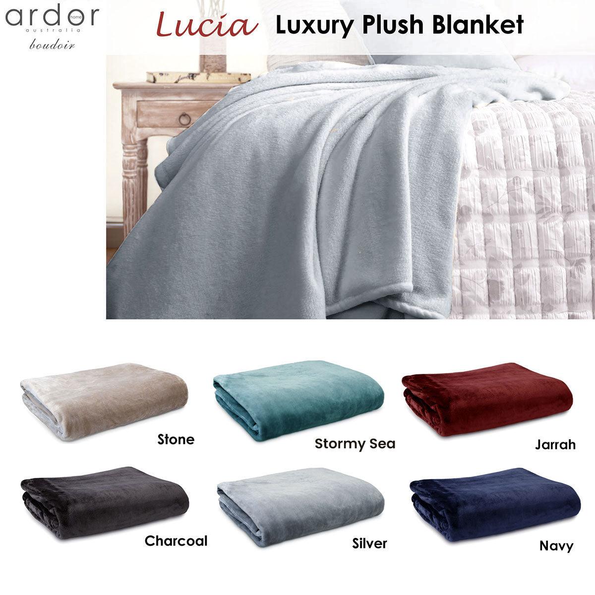Ardor Lucia Luxury Push Blanket Navy King - Harrogates
