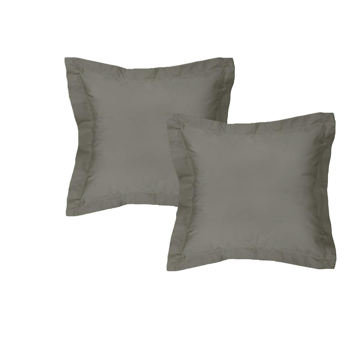 Algodon Pair of 300TC Cotton European Pillowcases Charcoal - Harrogates