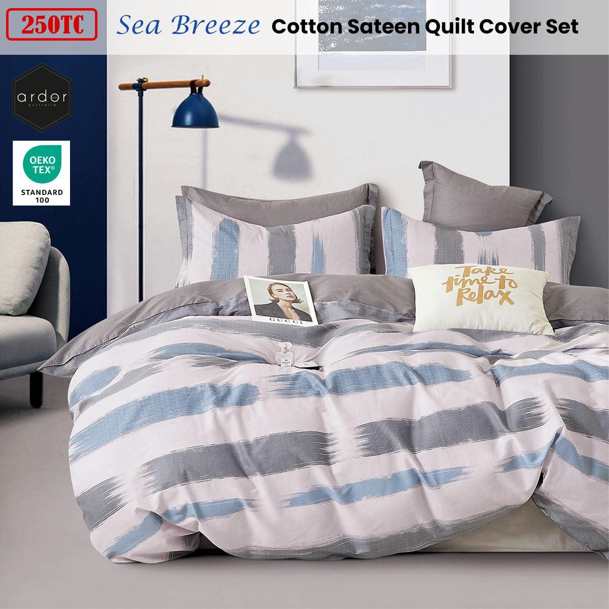 Ardor 250TC Sea Breeze Cotton Sateen Quilt Cover Set King - Harrogates