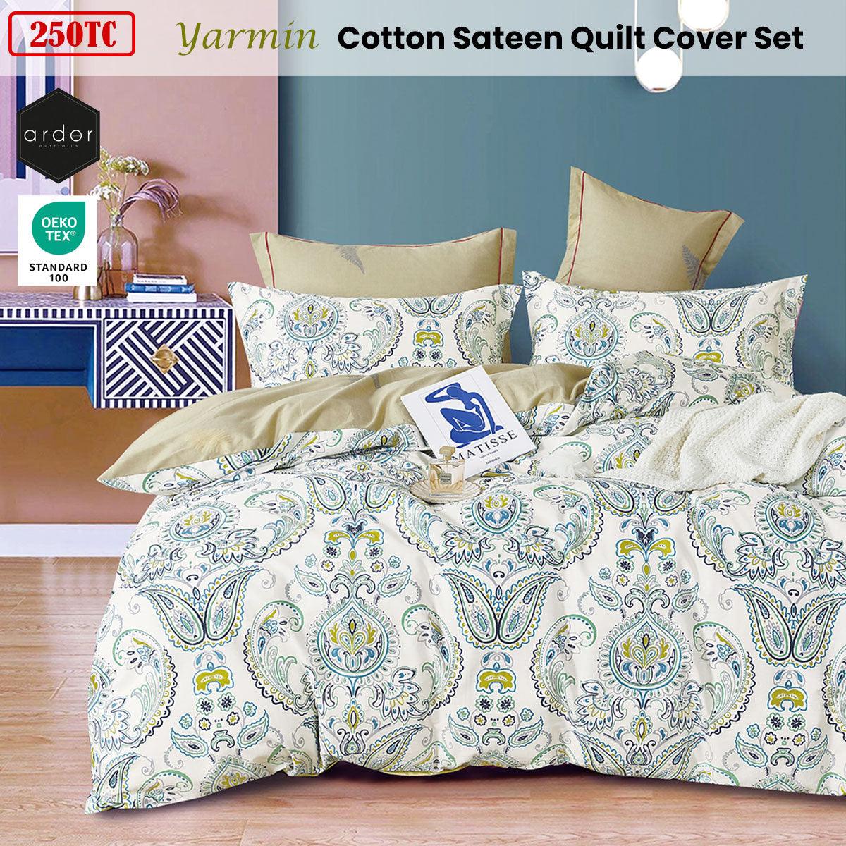 Ardor 250TC Yarmin Moroccan Cotton Sateen Quilt Cover Set Queen - Harrogates