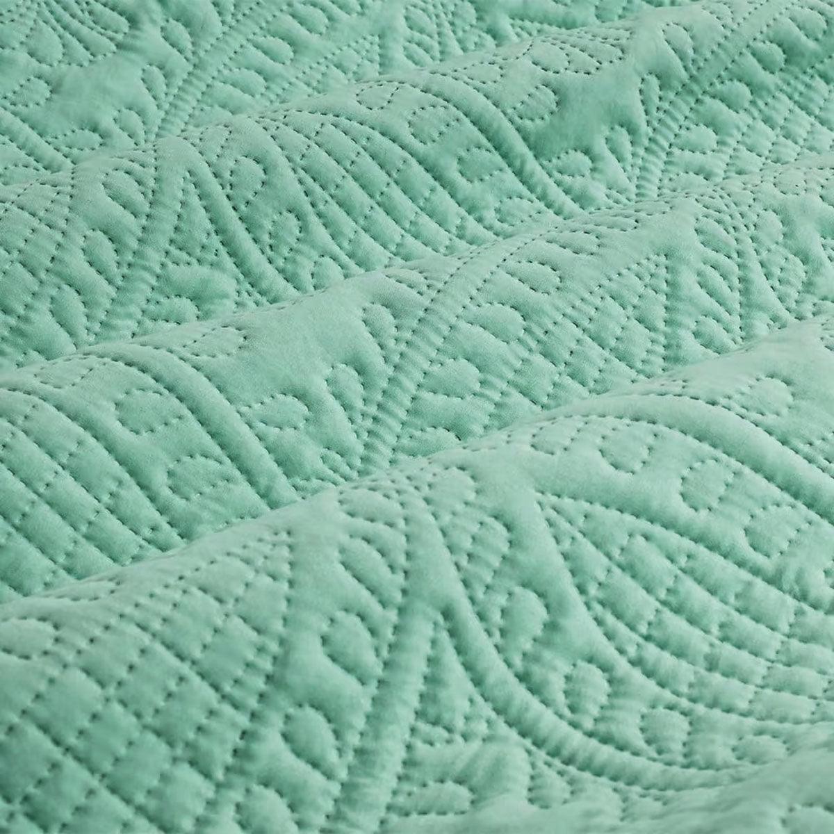 Ardor Chateau Aqua Green Embossed Quilt Cover Set Queen - Harrogates