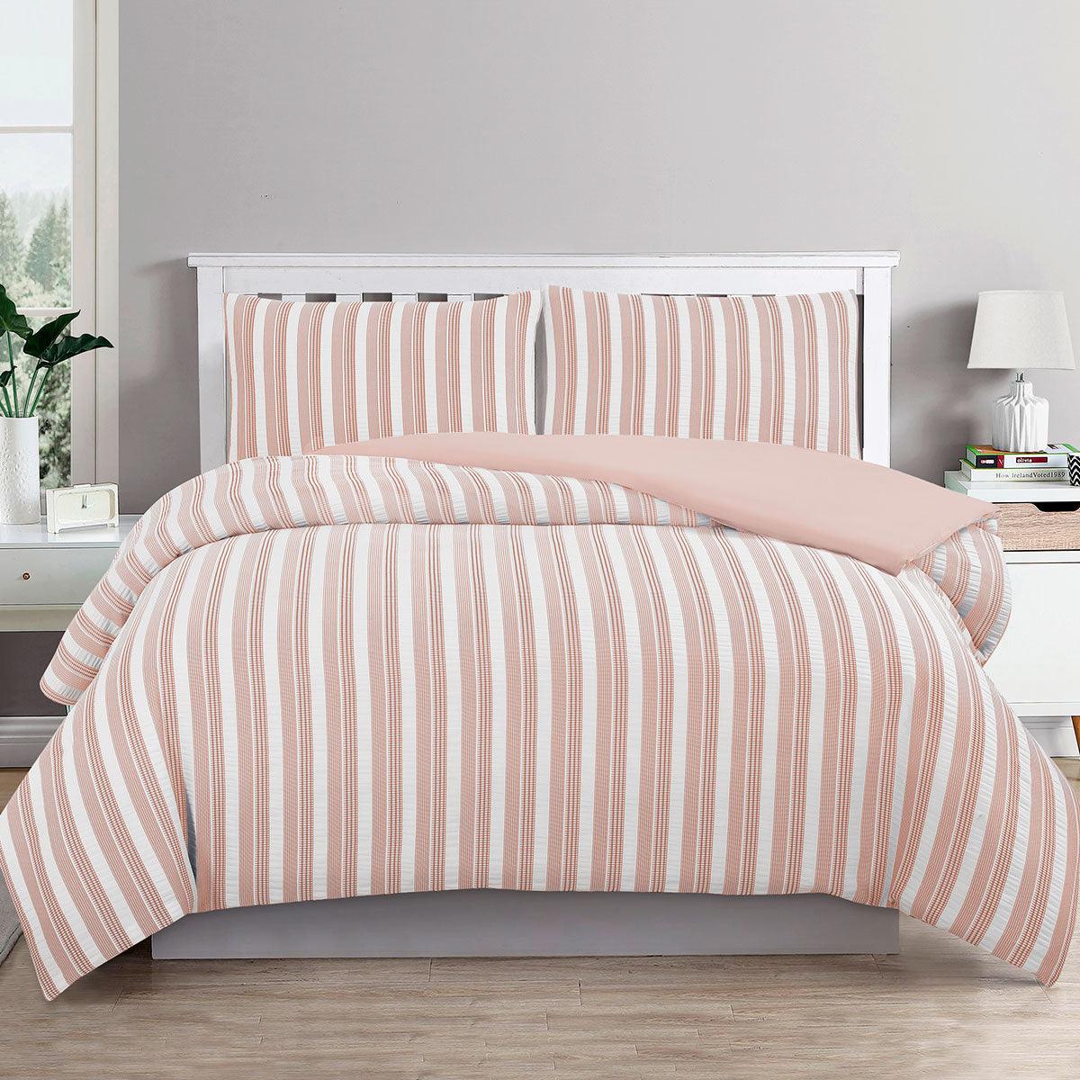 Ardor Cove Rose Dust (Similar to Peach color) Seersucker Waffle Quilt Cover Set Double - Harrogates