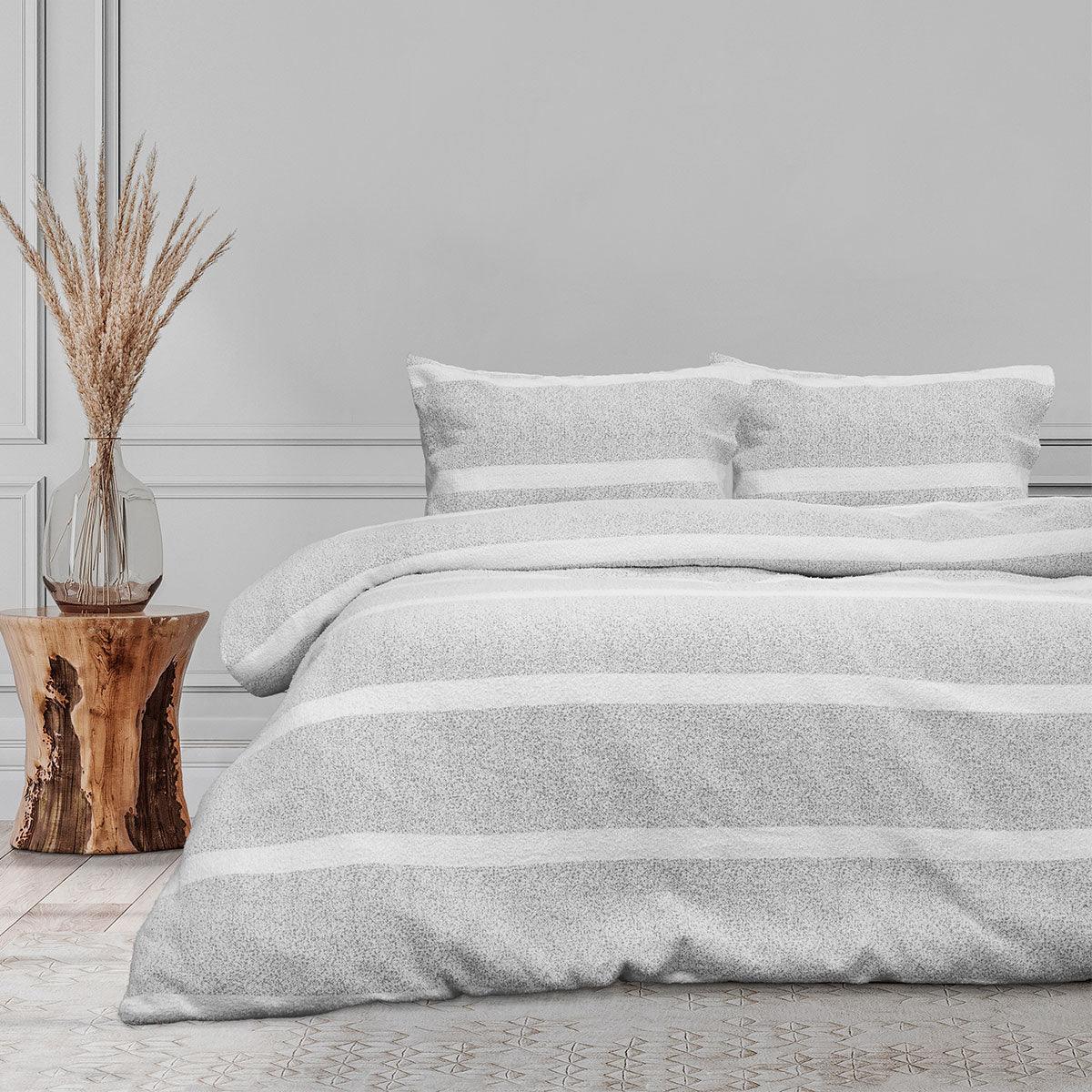 Ardor Liam Chenille Textured Grey Quilt Cover Set Queen - Harrogates