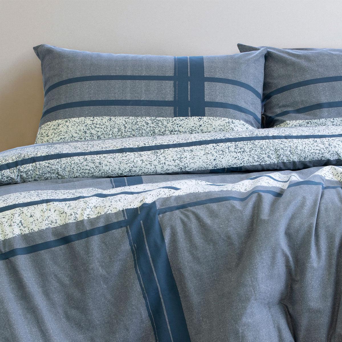 Ardor Mateo Navy Polyester Cotton Quilt Cover Set King - Harrogates