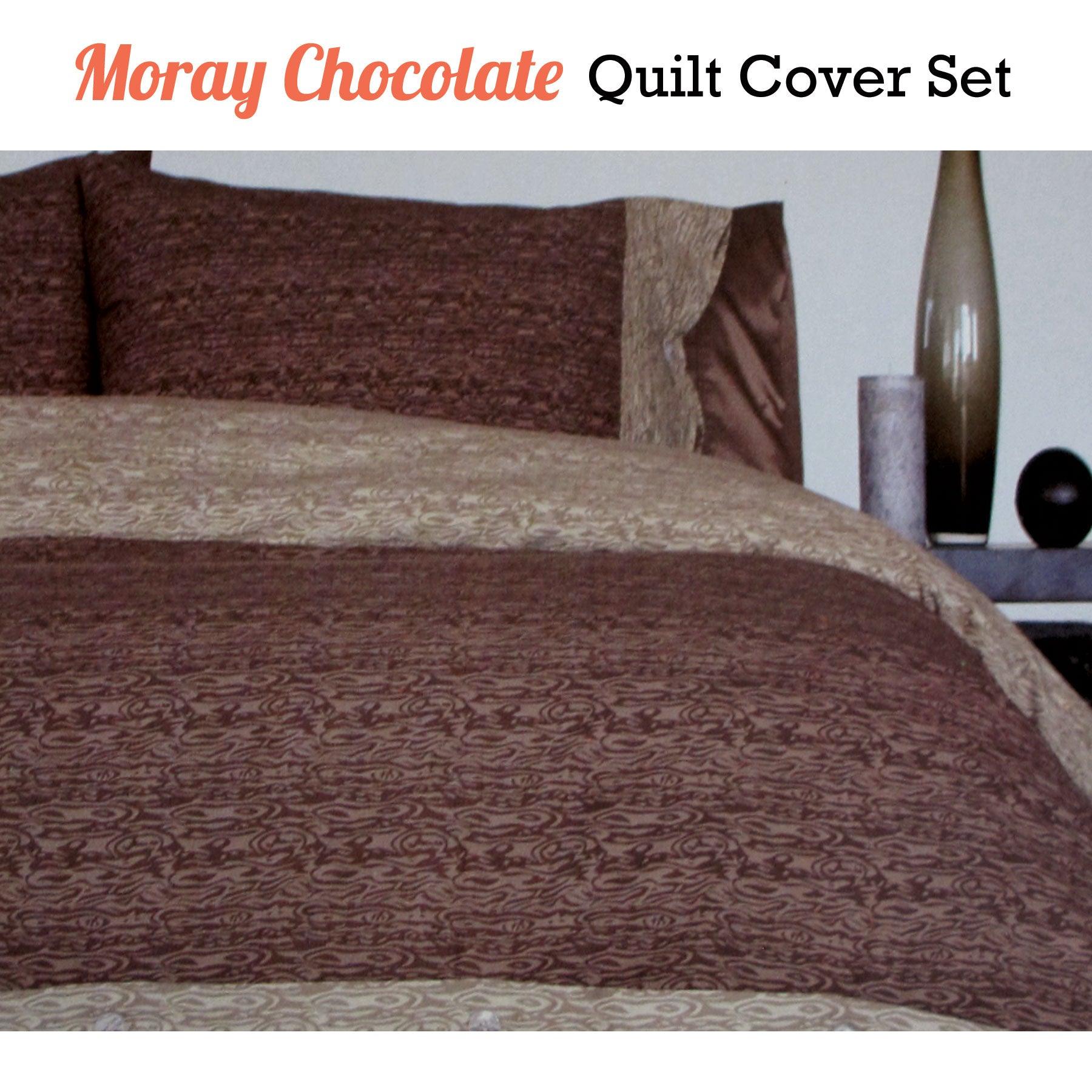 Essentially Home Living Moray Chocolate Quilt Cover Set Double - Harrogates