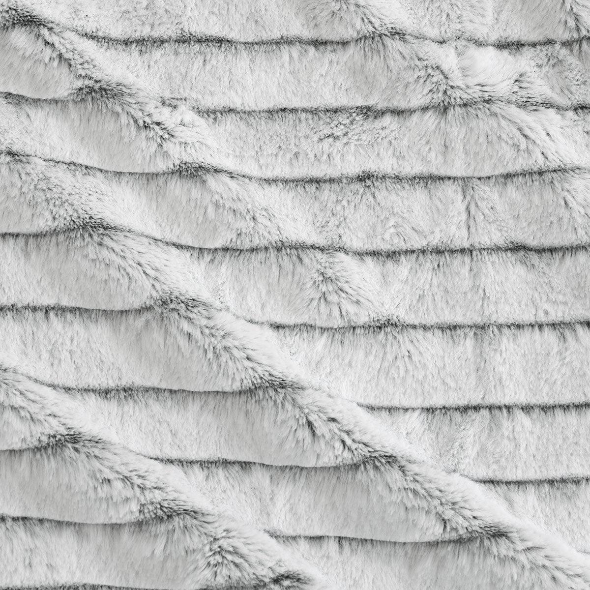 Ardor Striped Faux Fur Grey Super Soft Quilt Cover Set Queen - Harrogates