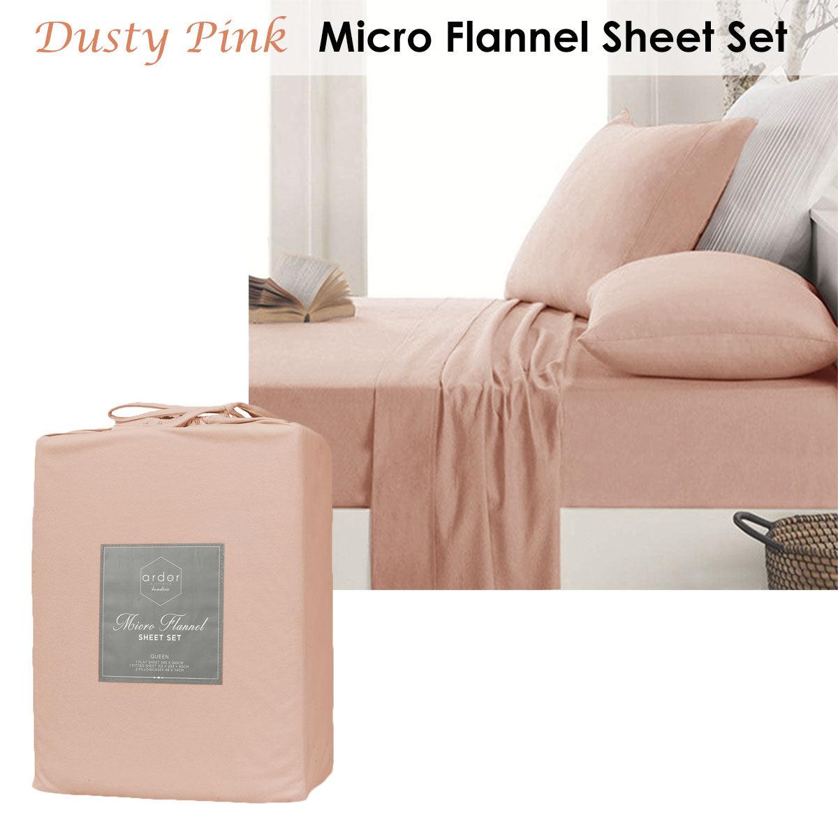 Ardor Micro Flannel Sheet Set Dusty Pink Mega King - Harrogates