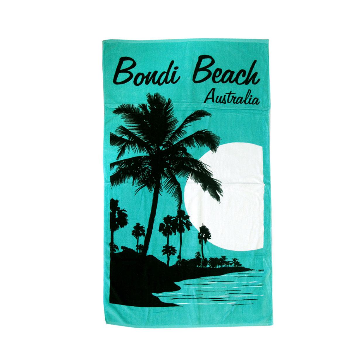 Aqua Blu Bondi Beach Aqua 100% Cotton Beach Towel 80 x 150 cm - Harrogates