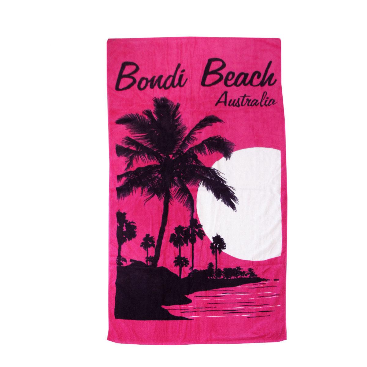 Aqua Blu Bondi Beach Pink 100% Cotton Beach Towel 80 x 150 cm - Harrogates
