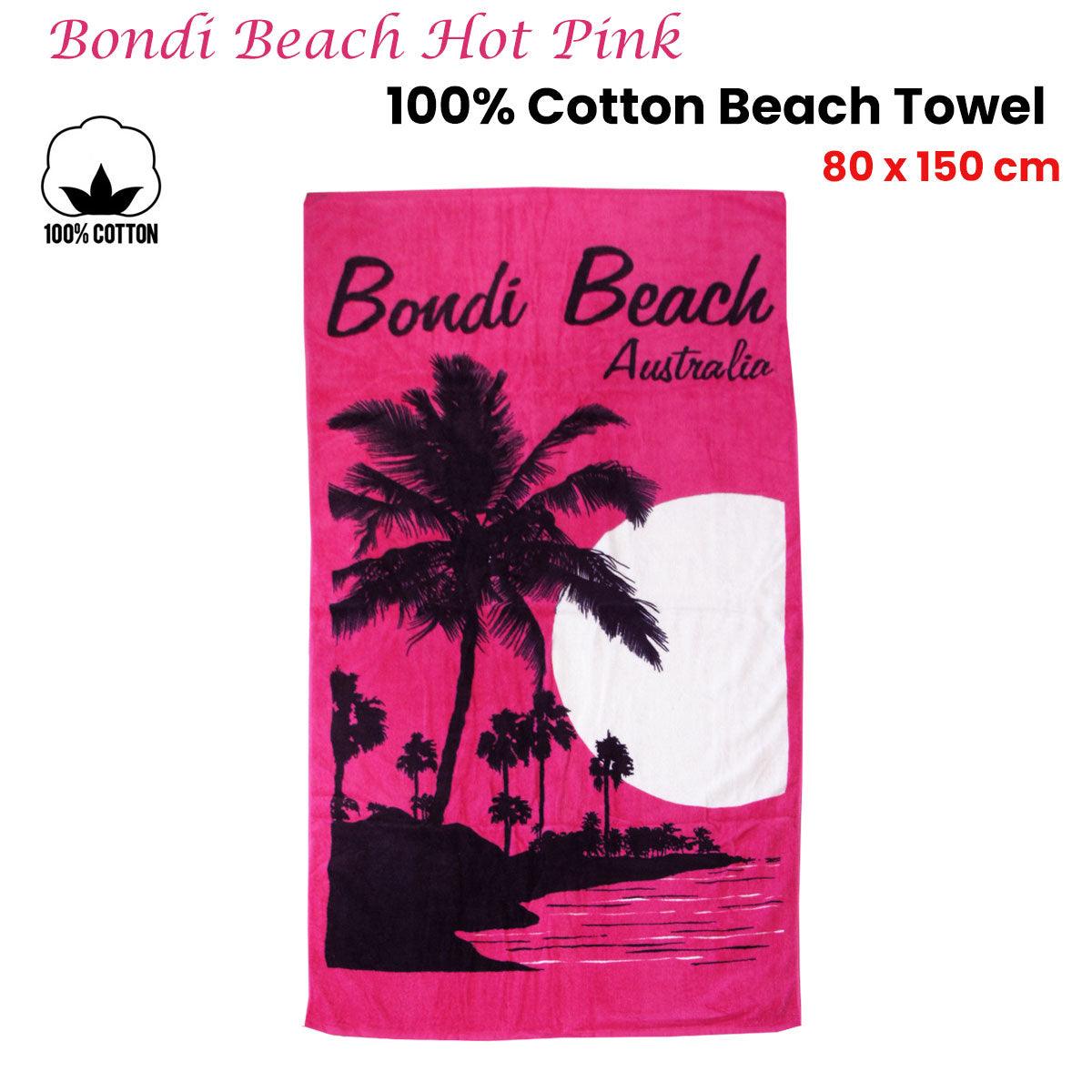 Aqua Blu Bondi Beach Pink 100% Cotton Beach Towel 80 x 150 cm - Harrogates