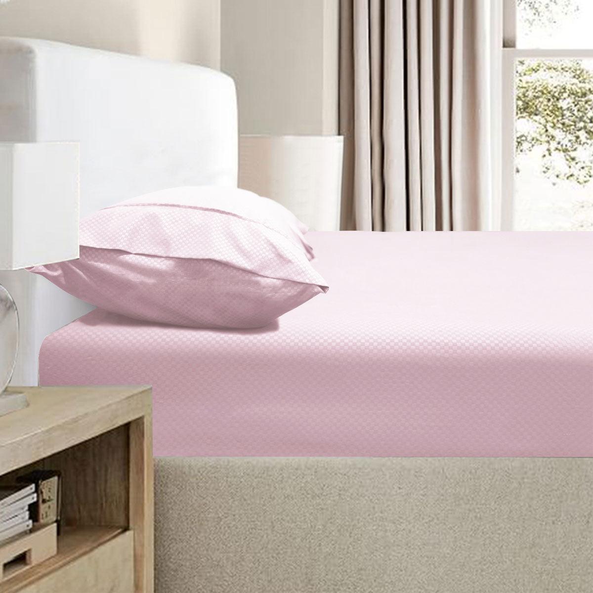 Ramesses 2000TC Bamboo Embossed Fitted Sheet Combo Set Pink King - Harrogates