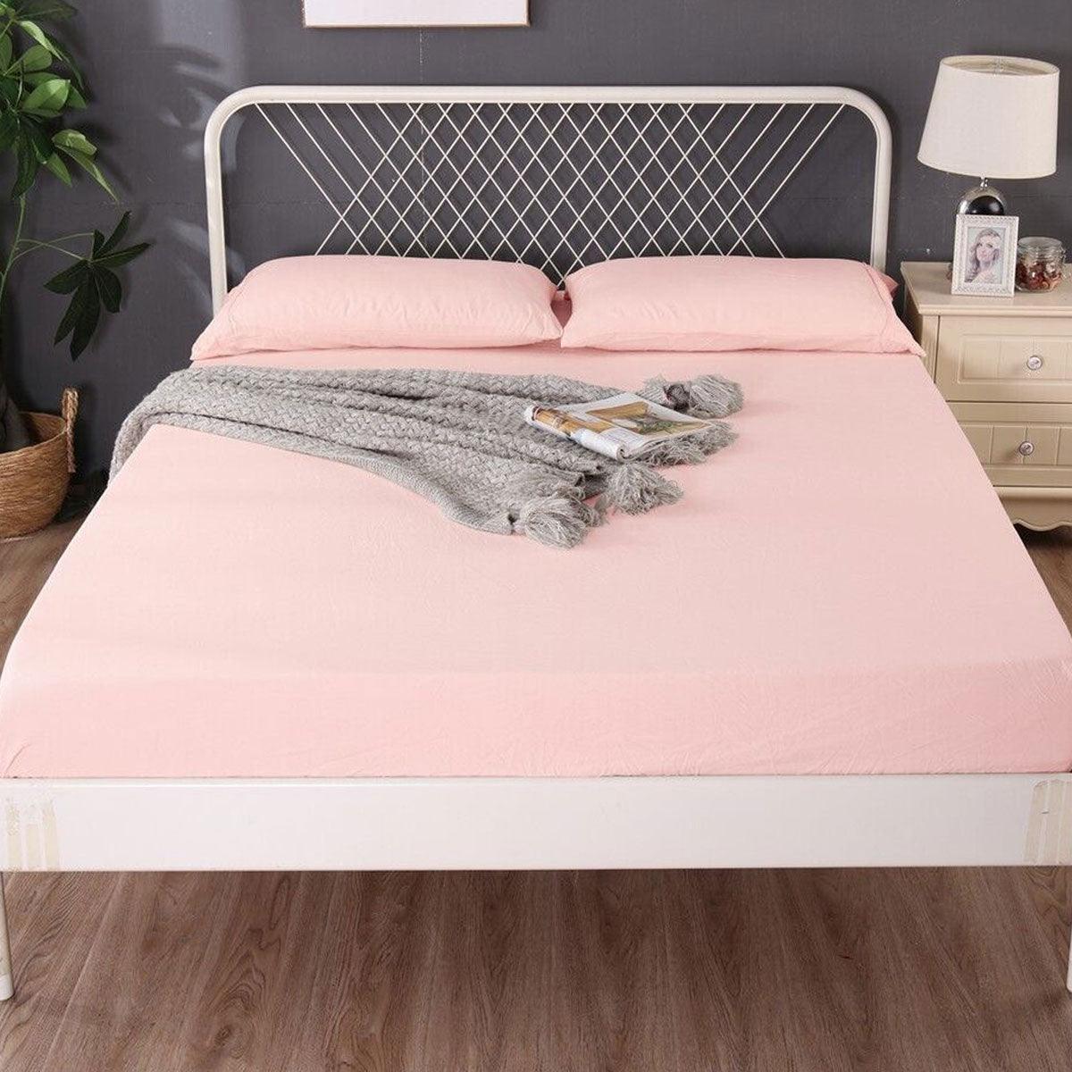 Ramesses 1000TC Linen Bamboo Fitted Sheet Combo Set Dusty Pink Queen - Harrogates