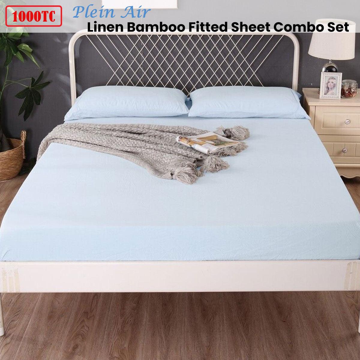 Ramesses 1000TC Linen Bamboo Fitted Sheet Combo Set Plein Air Queen - Harrogates