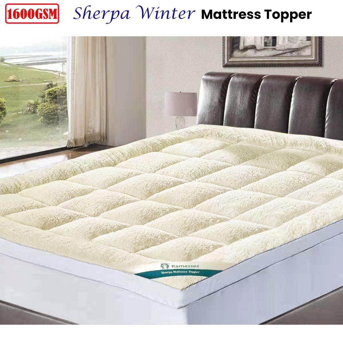 Ramesses 1600GSM Sherpa Winter Mattress Topper Queen - Harrogates