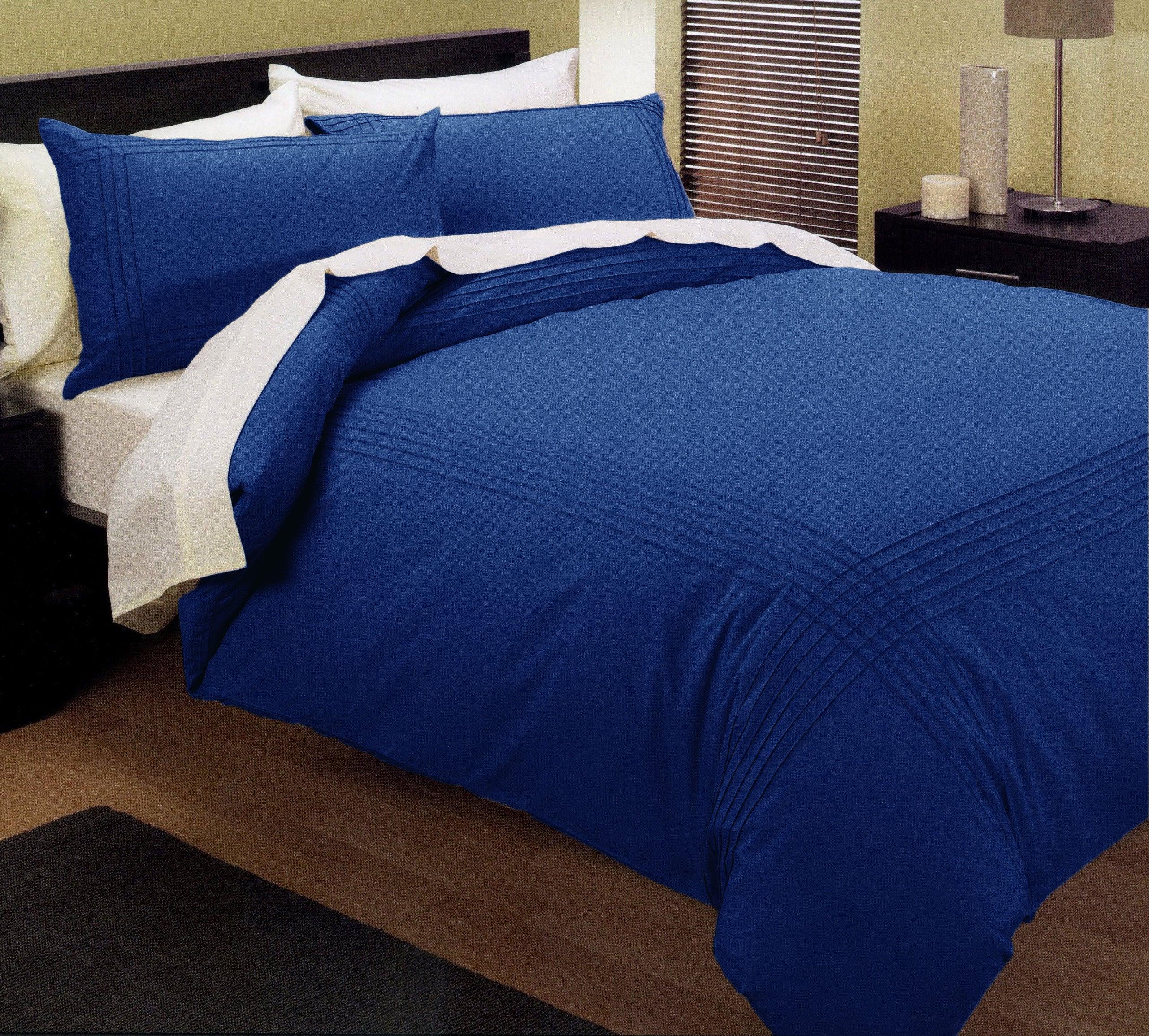 Kingtex Pintuck Quilt Cover Set Blue Queen - Harrogates