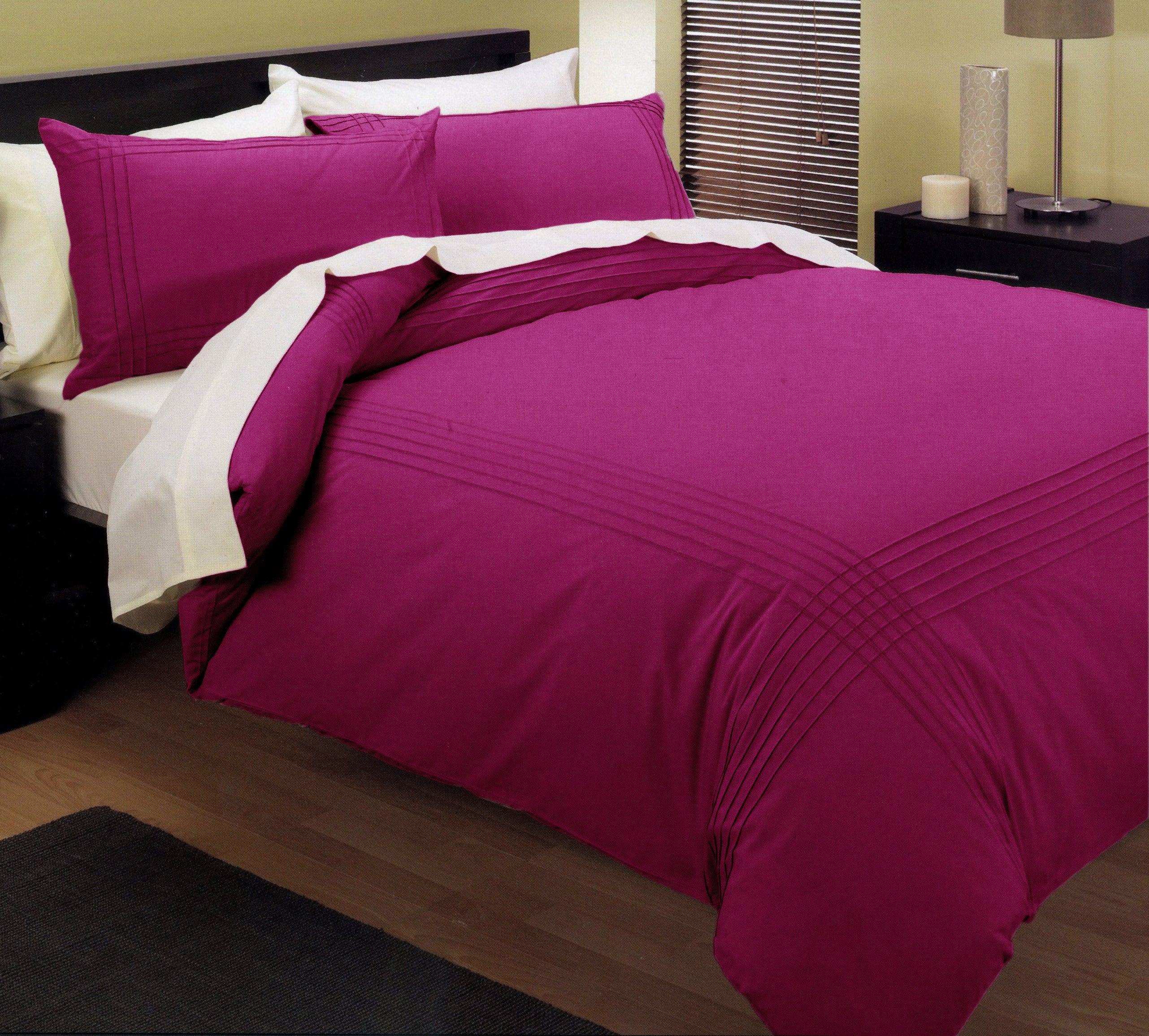 Kingtex Pintuck Quilt Cover Set Fushia Queen - Harrogates