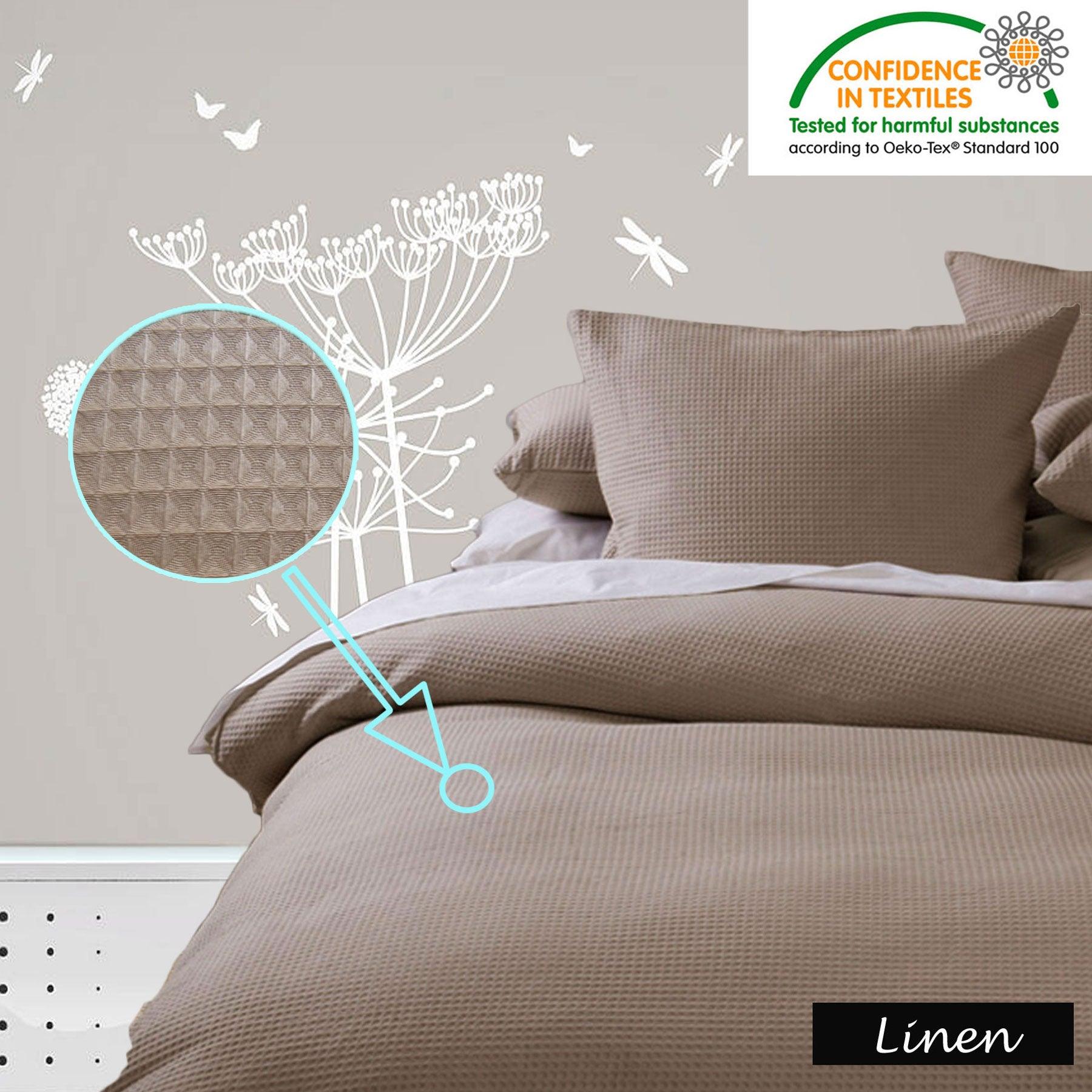 Waffle Quilt Cover Set - Linen - Queen - Harrogates