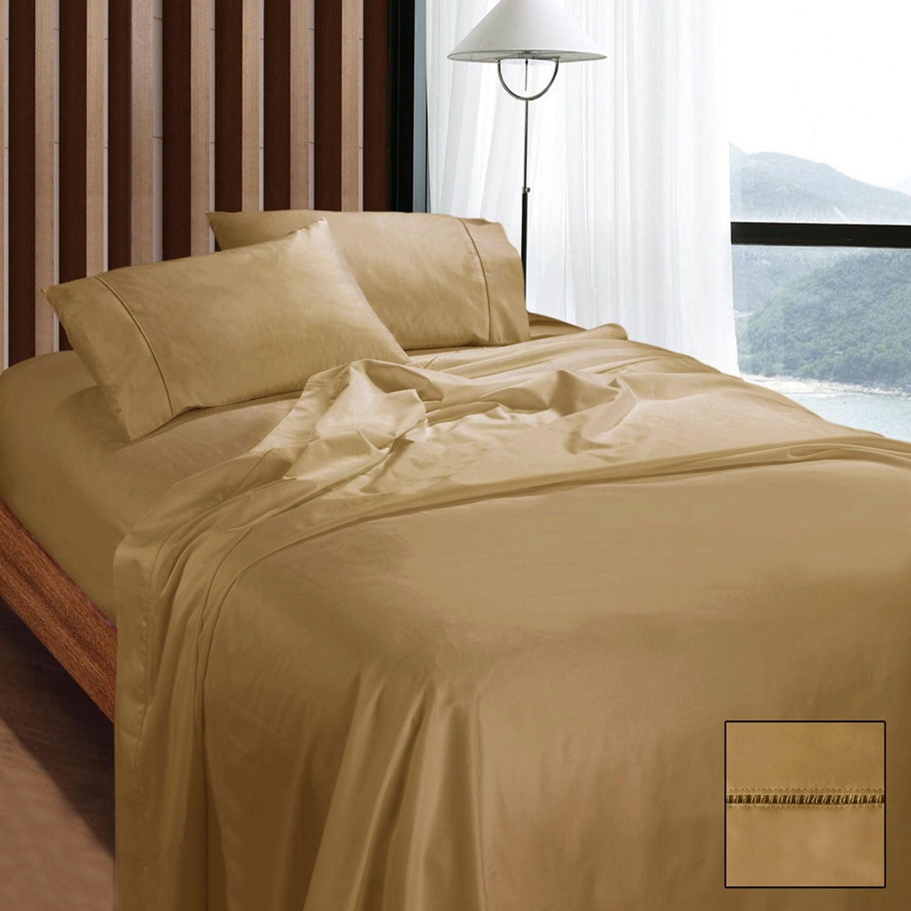 Ramesses 1100TC Egyptian Cotton Sateen Sheet Set Latte King - Harrogates