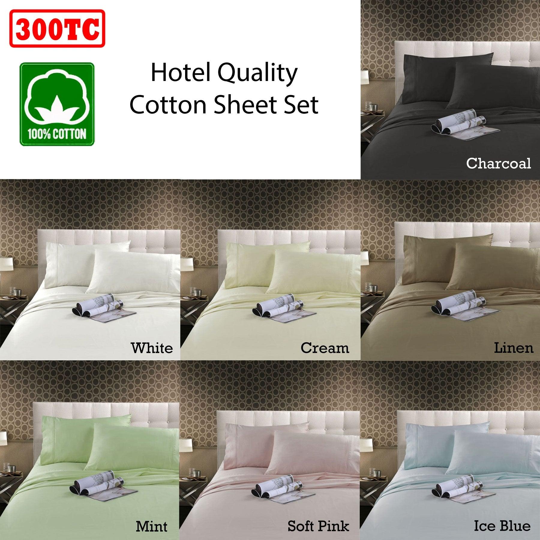 Kingtex 300TC Cotton Sheet Set Cream King - Harrogates
