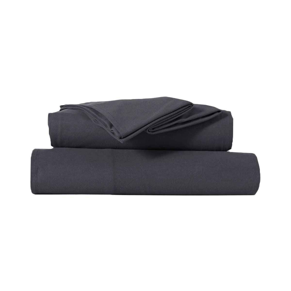 Kingtex Ultra-Soft Micro Flannel Sheet Set 40 cm Wall Charcoal Single - Harrogates