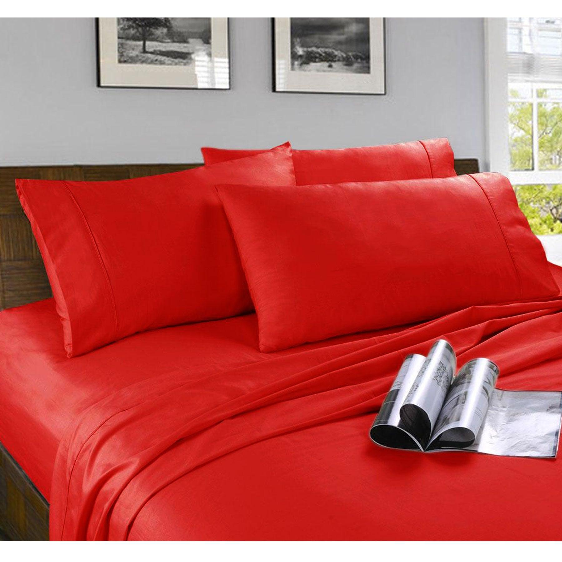 Kingtex Microfibre Sheet Set Red Double - Harrogates
