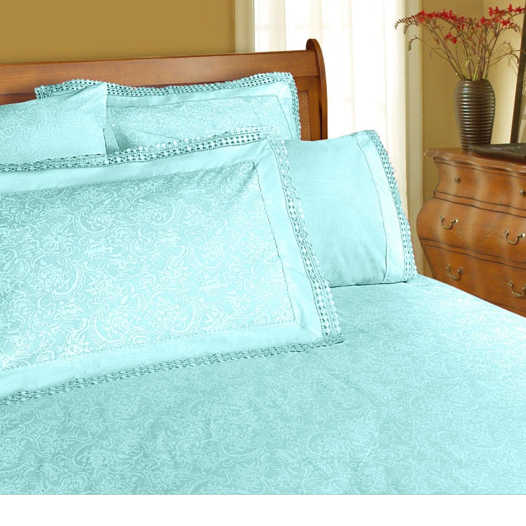 Shangri La Microfibre Machine Lace Sheet Set Limpet Shell King - Harrogates
