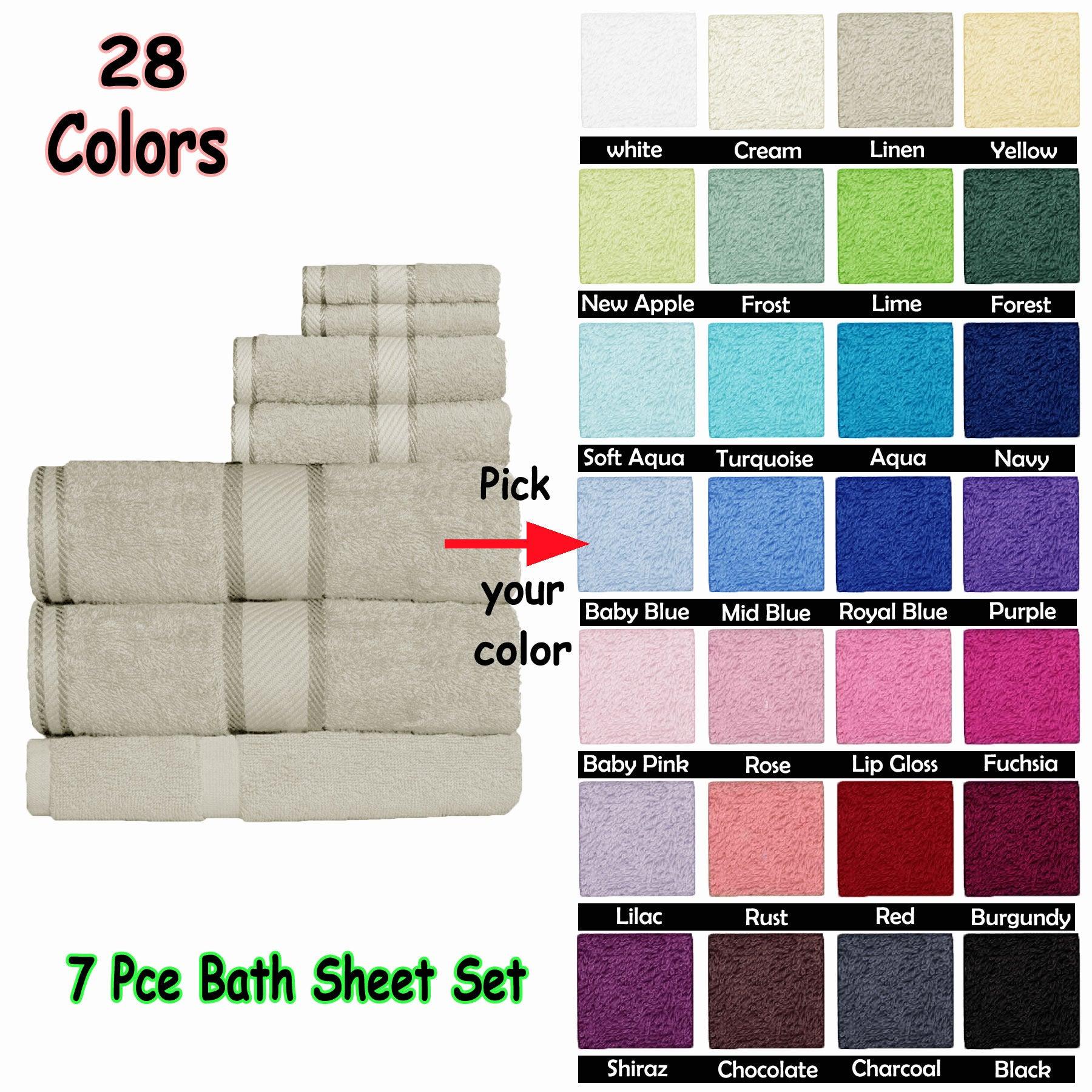 Kingtex 550gsm Cotton 7 Pce Bath Sheet Set Baby Pink - Harrogates