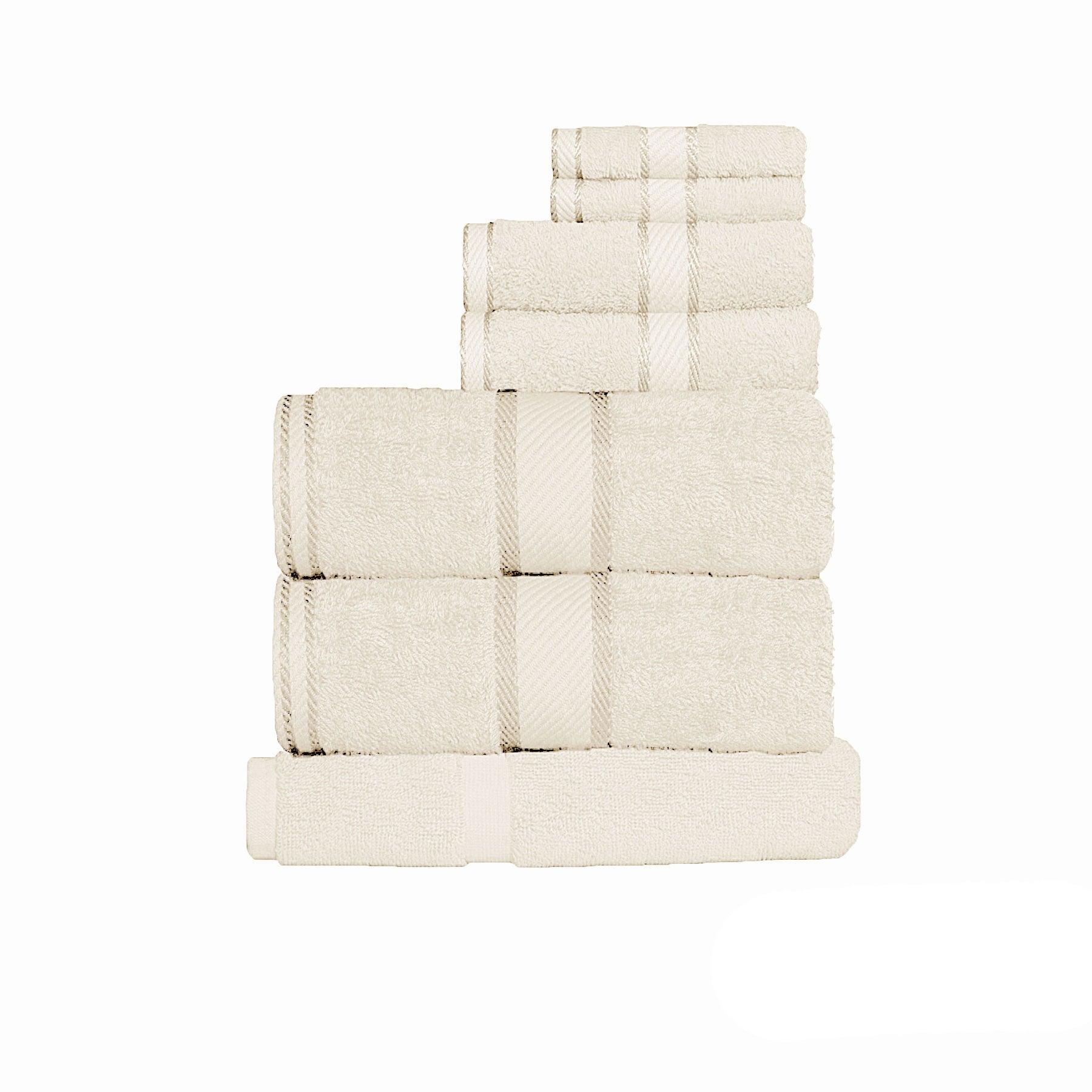 Kingtex 550gsm Cotton 7 Pce Towel Set Cream - Harrogates