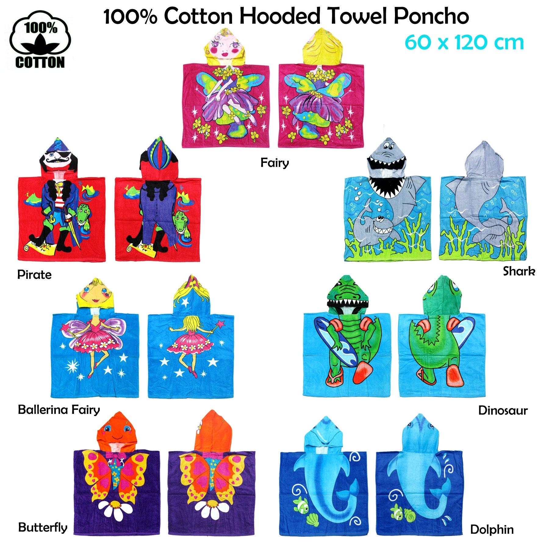 Cute Kids Cotton Hooded Towel Poncho 60 x 120 cm Dolphin - Harrogates