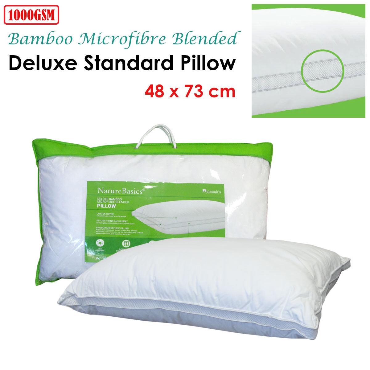 Alastairs 1000GSM Nature Basics Deluxe Bamboo Microfibre Blended Standard Pillow - Harrogates