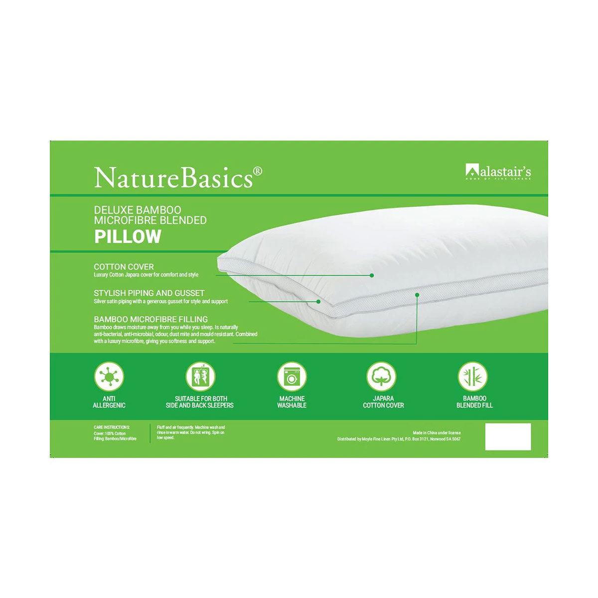 Alastairs 1000GSM Nature Basics Deluxe Bamboo Microfibre Blended Standard Pillow - Harrogates