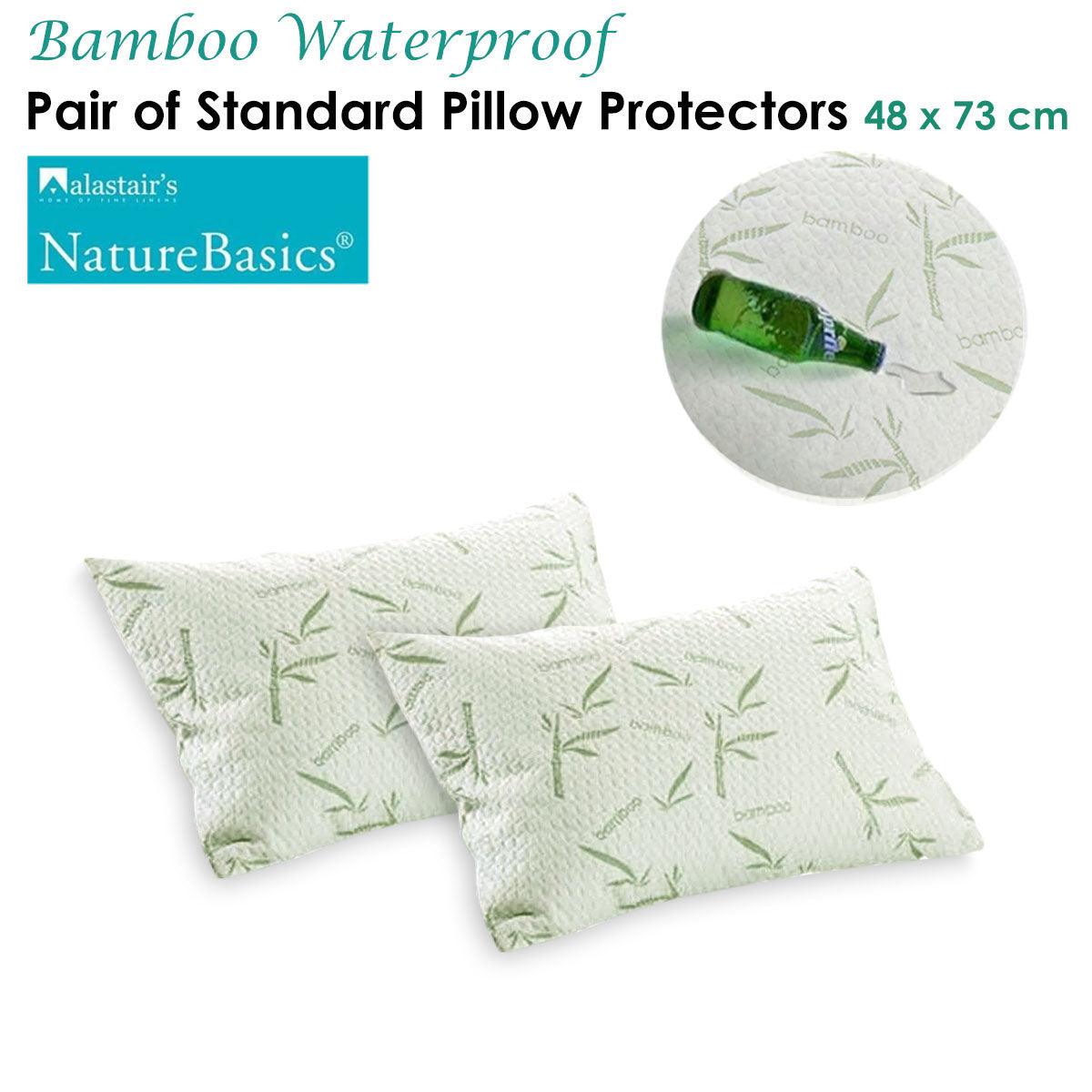 Alastairs Pair of Nature Basics Bamboo Waterproof Standard Pillow Protectors - Harrogates