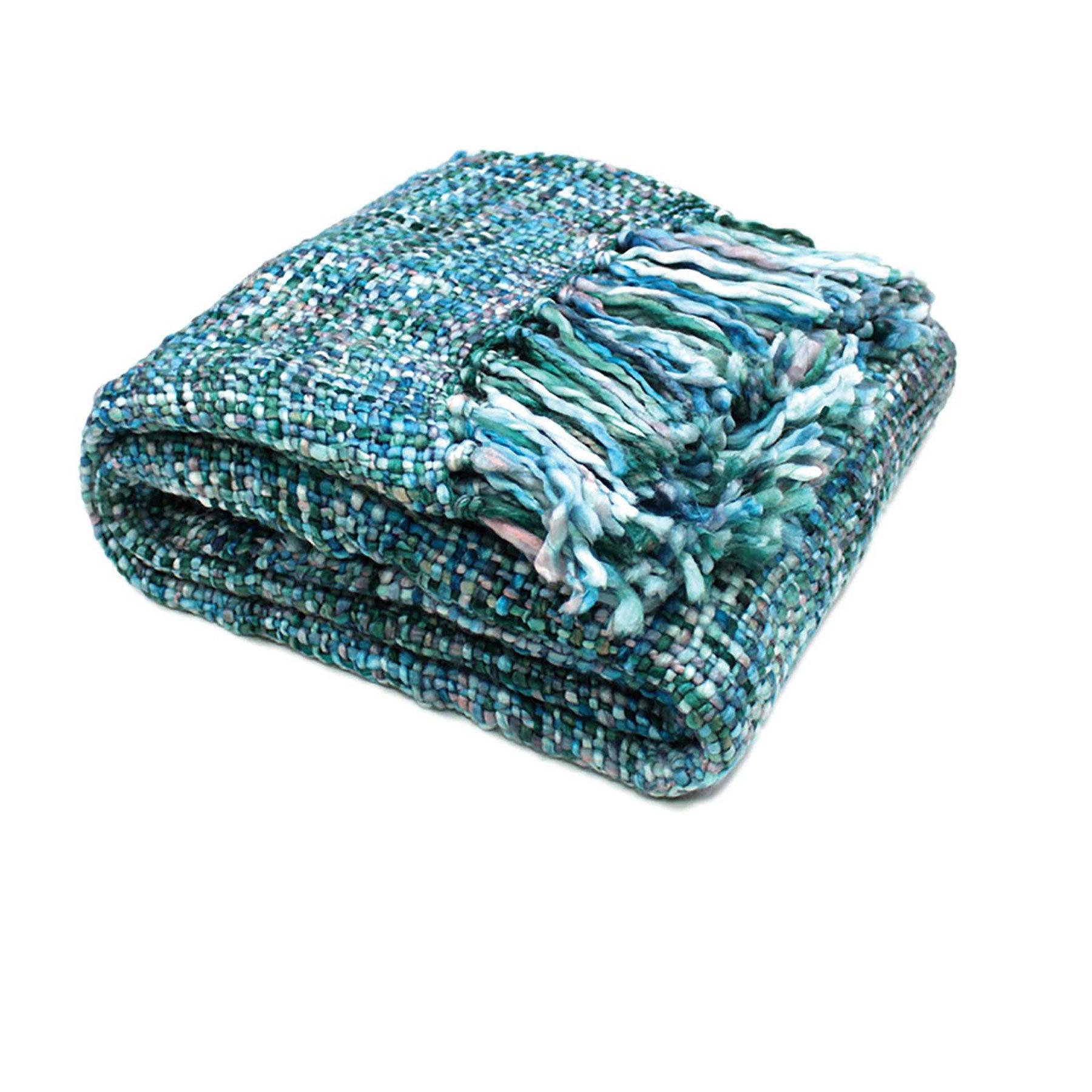 Rans Oslo Knitted Weave Throw 127x152cm - Cool Pool - Harrogates