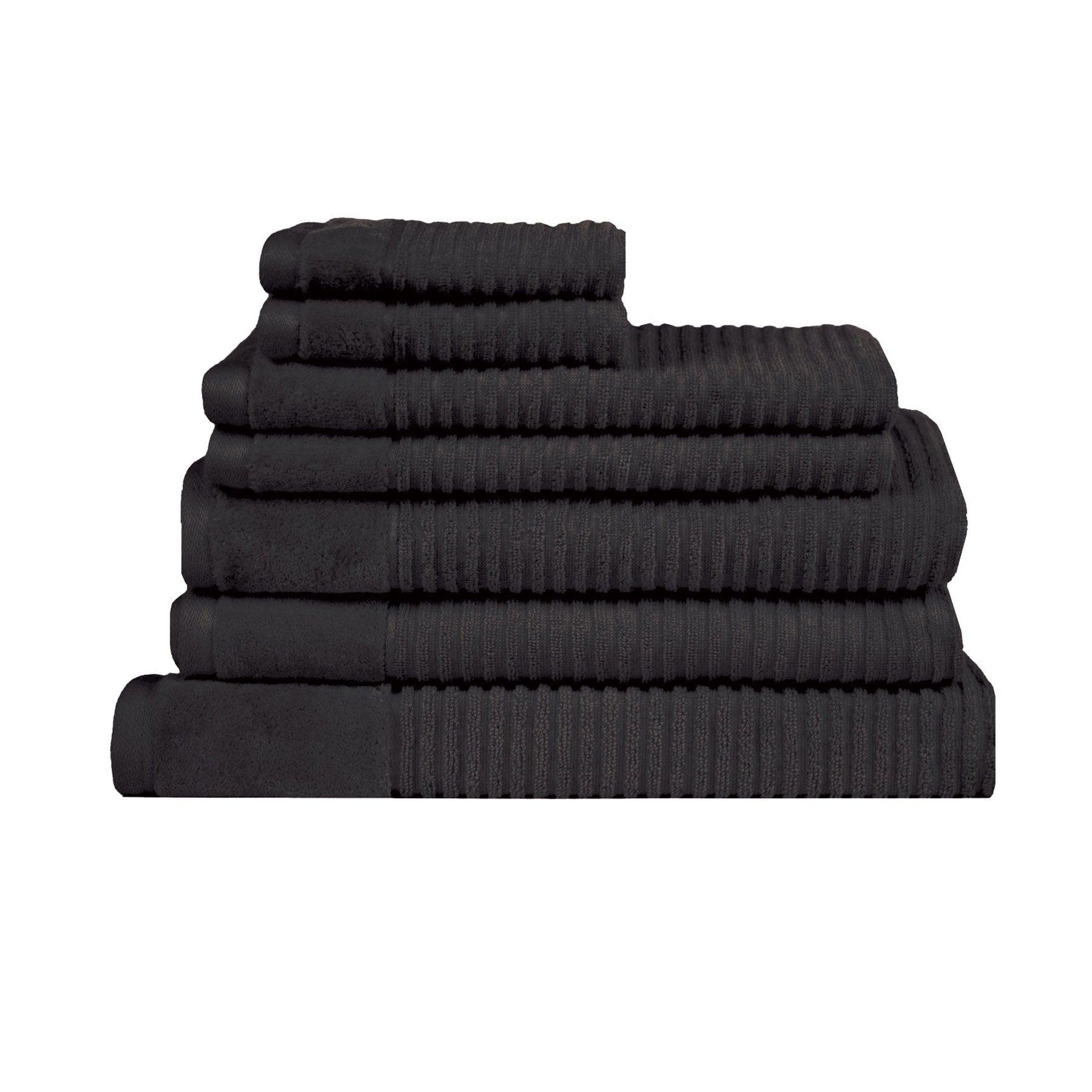 Royal Excellency 7 Piece Cotton Bath Towel Set - Black - Harrogates