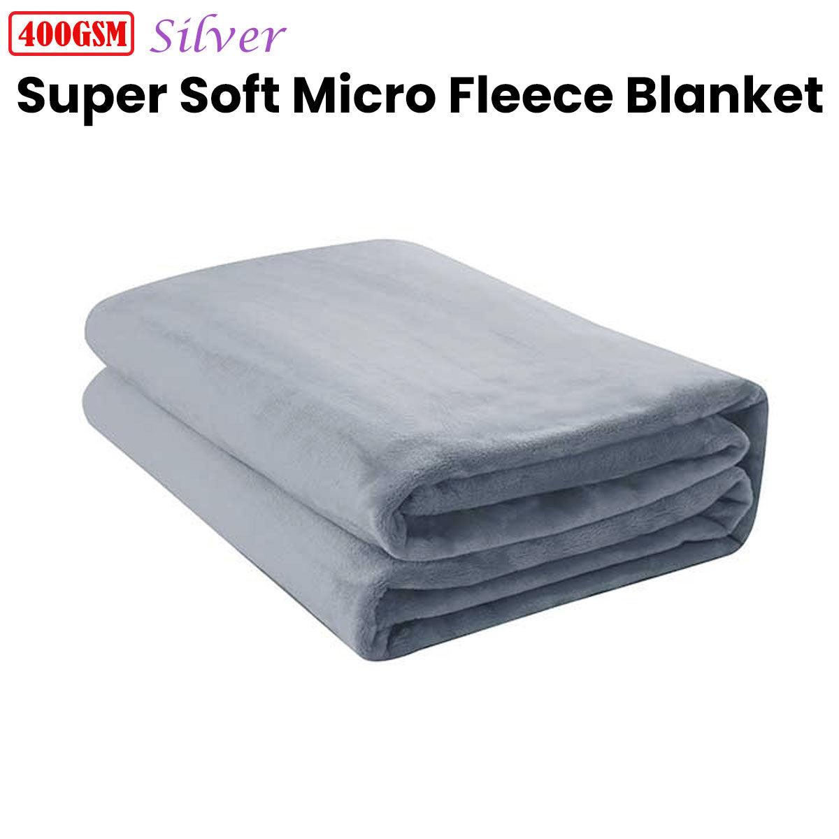 Jason 400GSM Super Soft Micro Fleece Blanket Silver Double - Harrogates