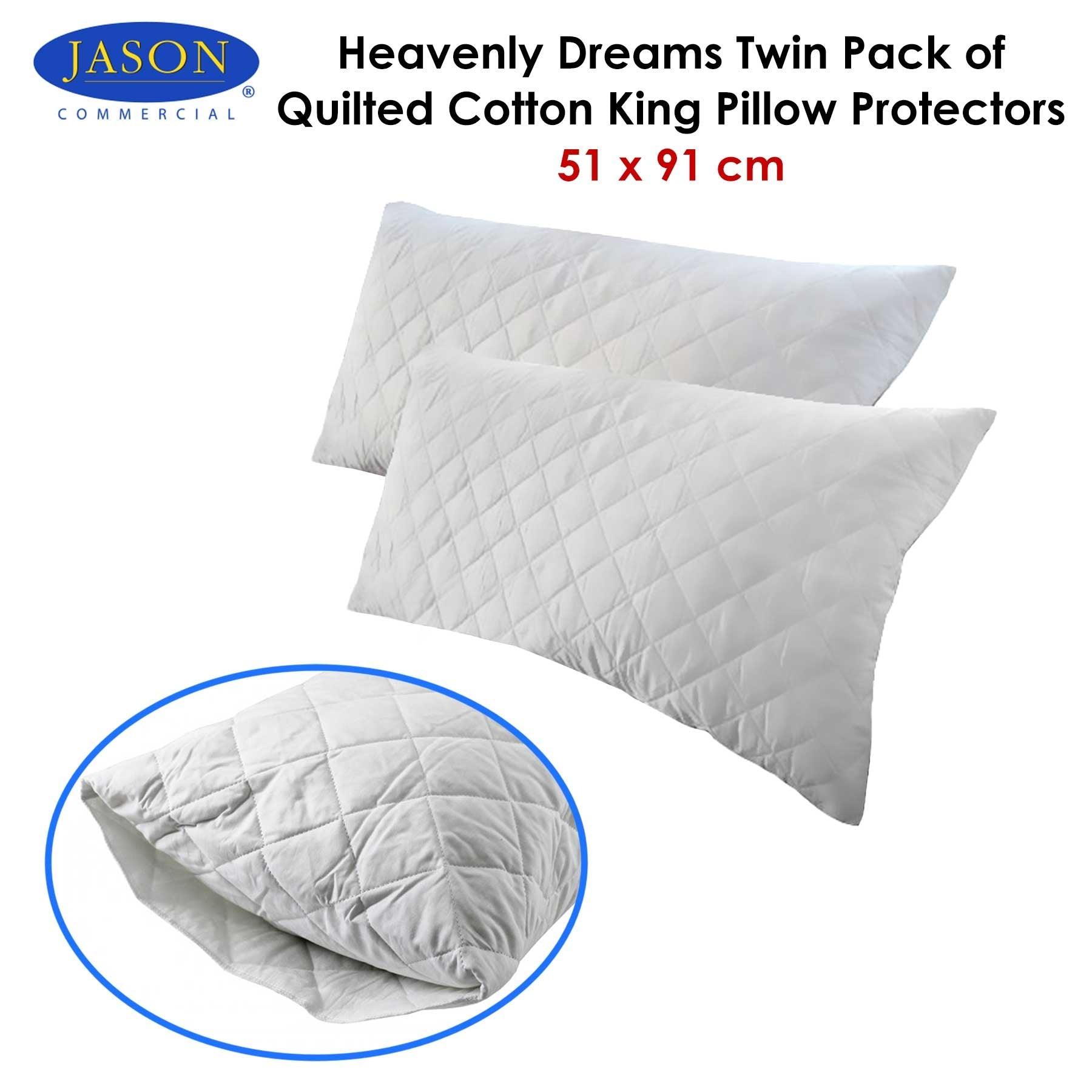 Jason Twin Pack of Quilted Cotton King Pillow Protectors 51 x 91 cm - Harrogates